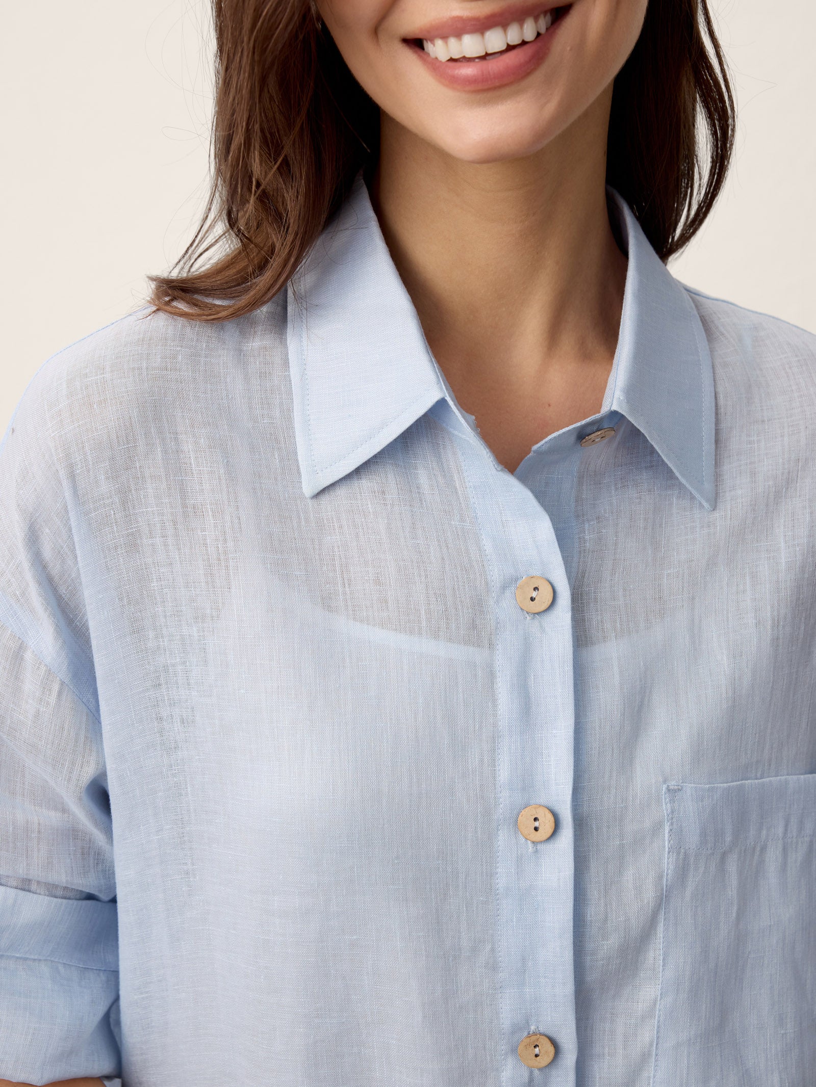 100% Linen Shirt-Collar Folded-Cuff Cocoon Maxi Shirt Dress MIREN - Image 5
