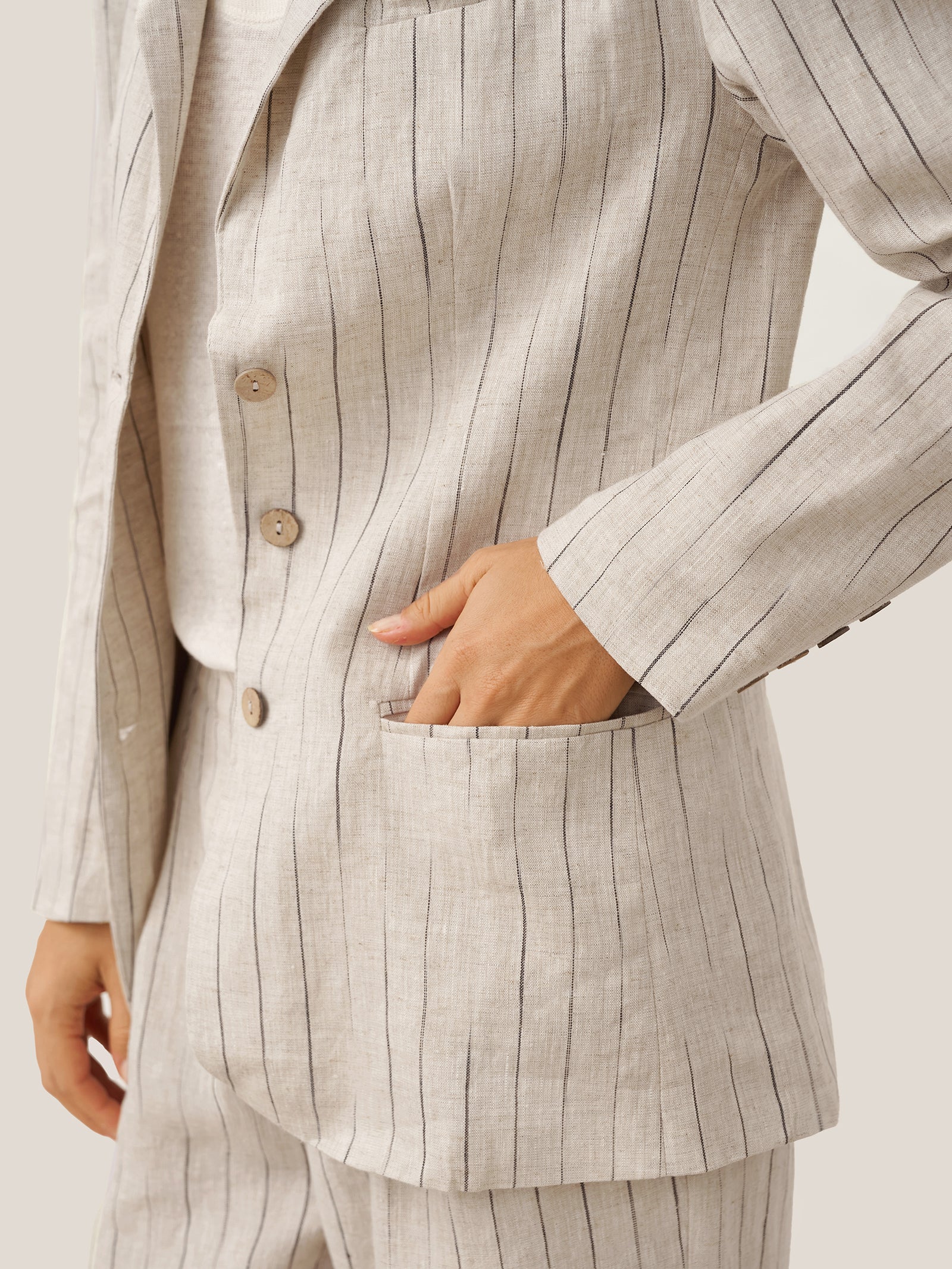 100% Linen Sketch Stripe Suit Set ELOISE - Image 10