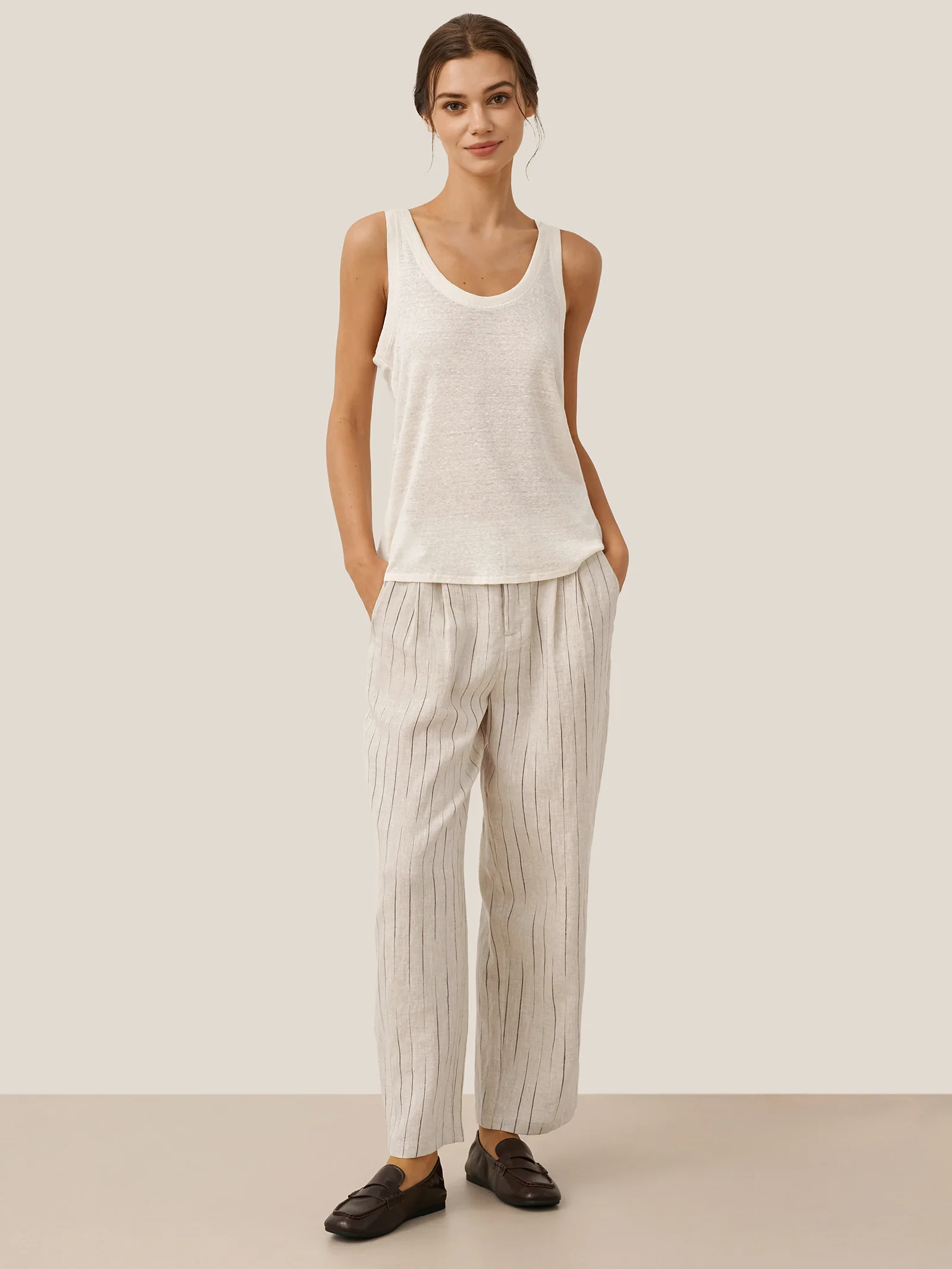 100% Linen Sketch Stripe Suit Set ELOISE - Image 14