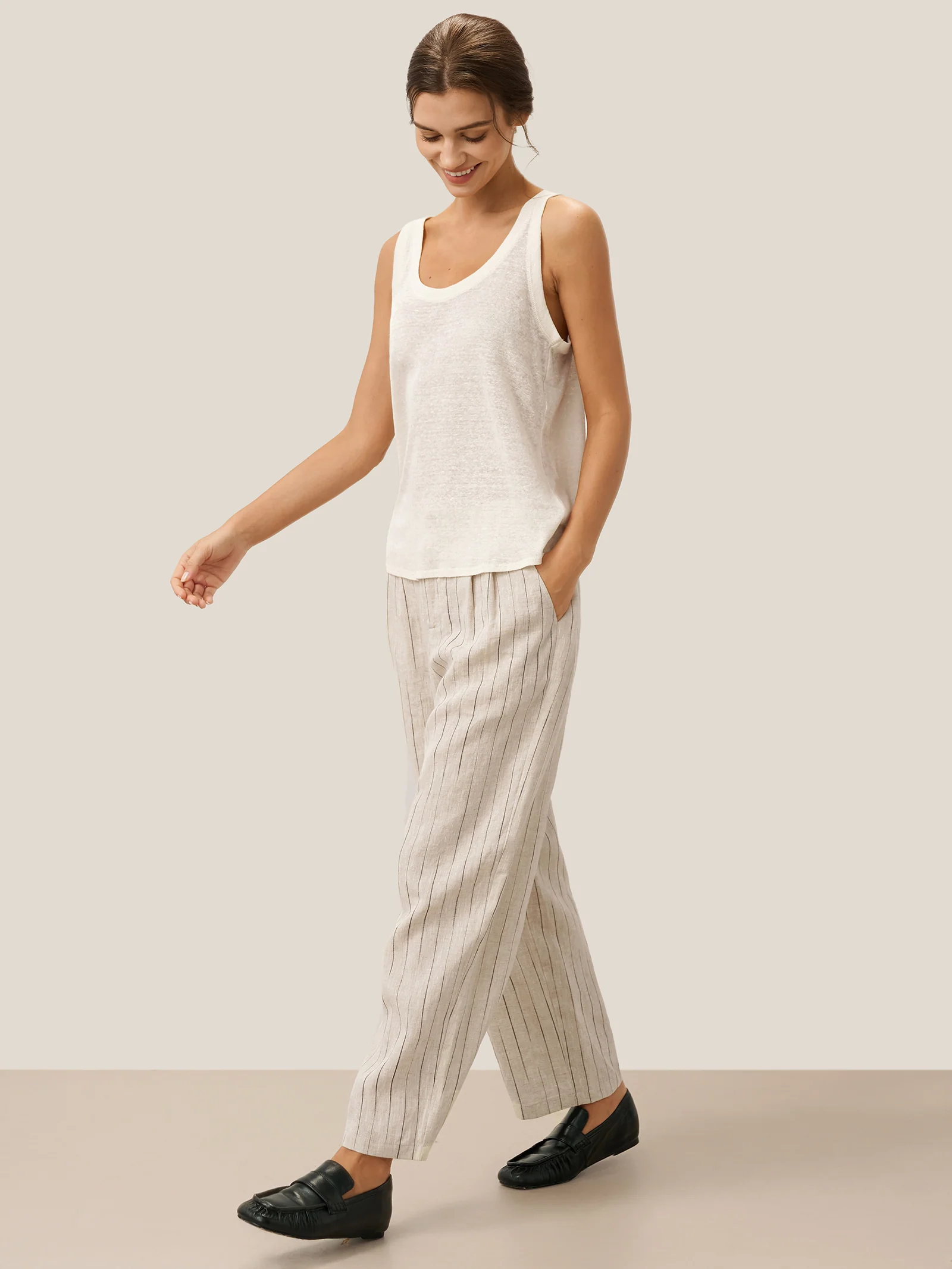 100% Linen Sketch Stripe Suit Set ELOISE - Image 15
