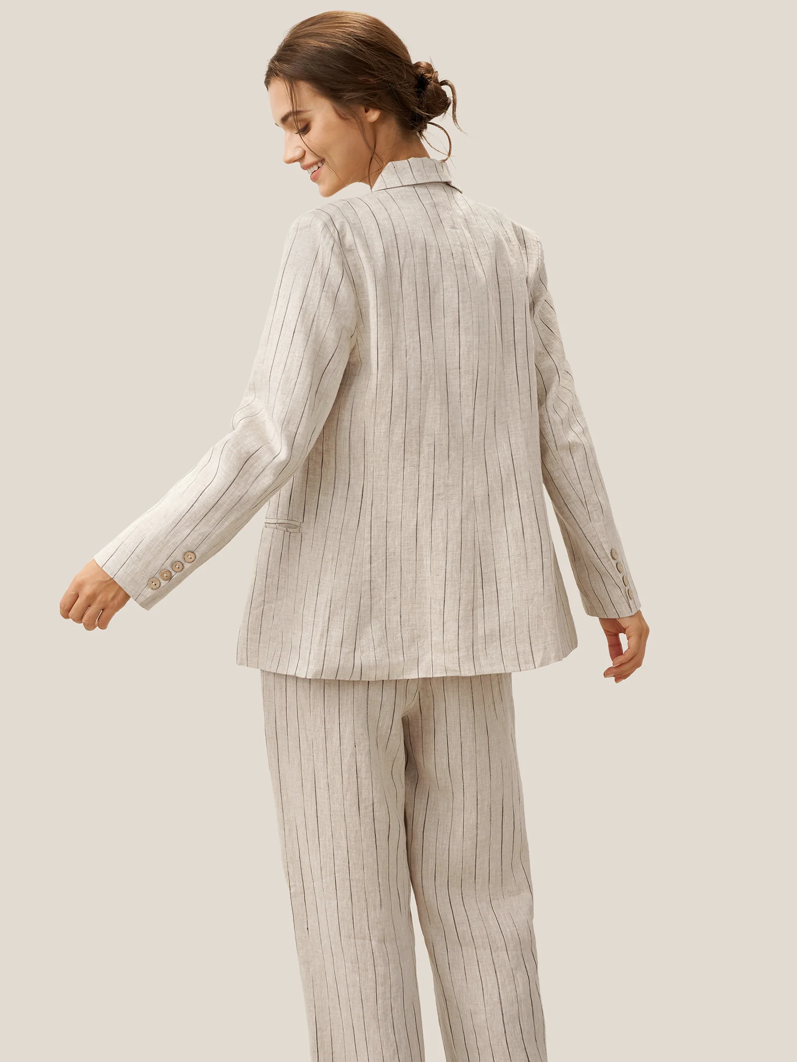 100% Linen Sketch Stripe Suit Set ELOISE - Image 3