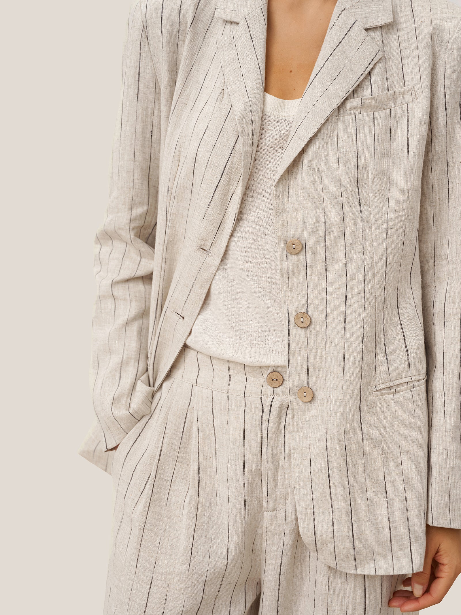 100% Linen Sketch Stripe Suit Set ELOISE - Image 8