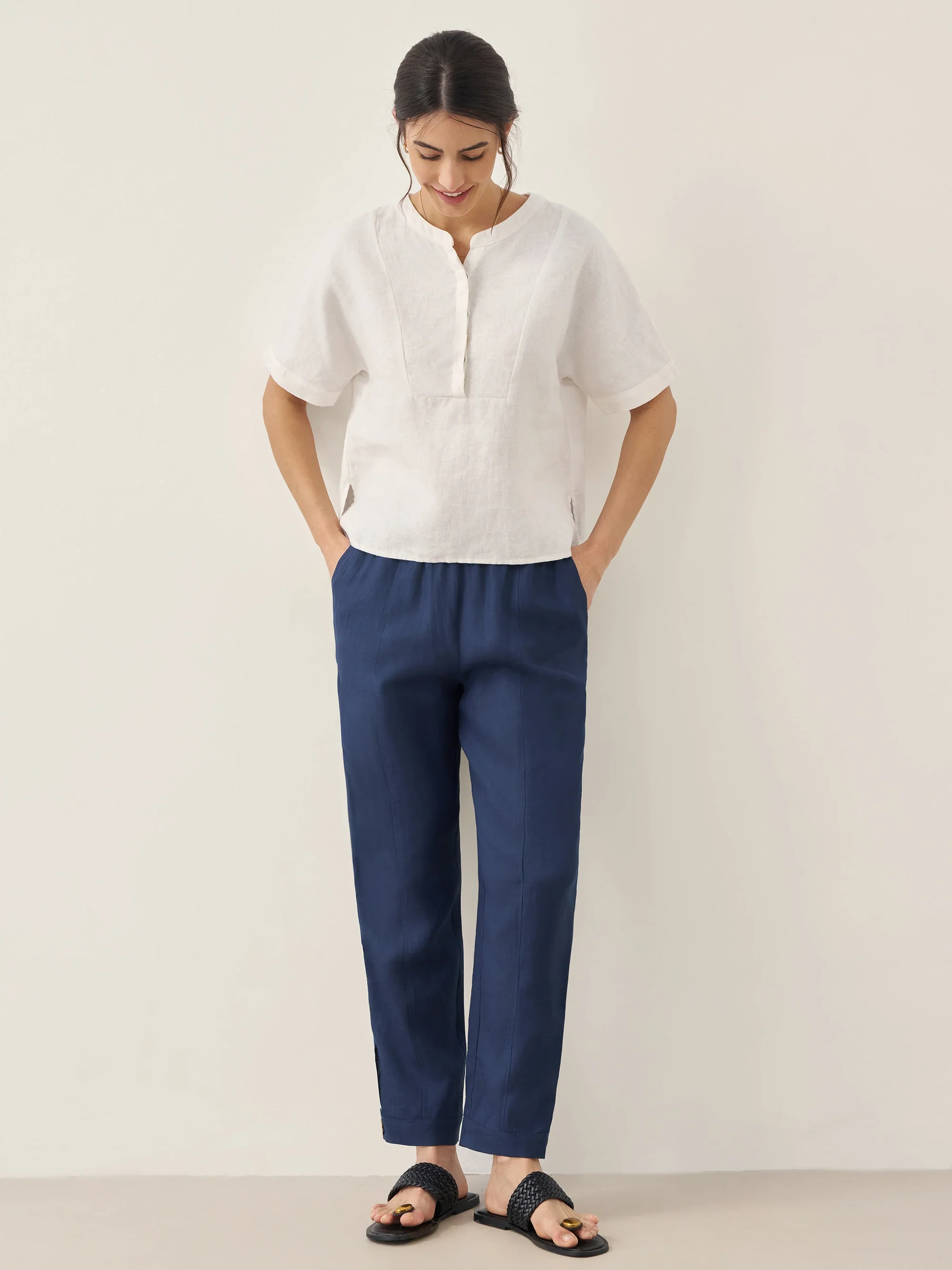 100% Linen Straight-Leg Pants with Elastic Waist PATRICE - Image 11