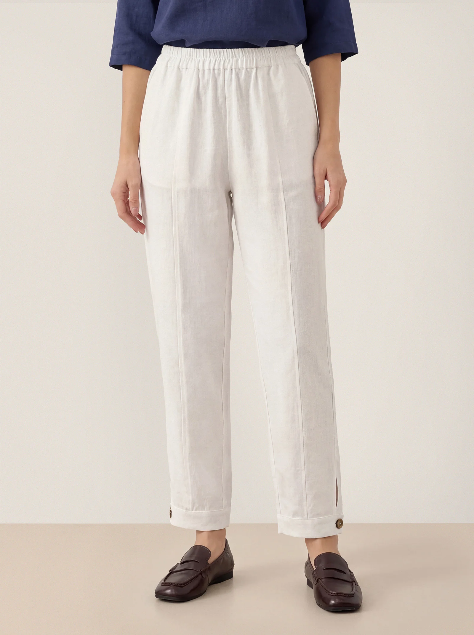 100% Linen Straight-Leg Pants with Elastic Waist PATRICE - Image 2