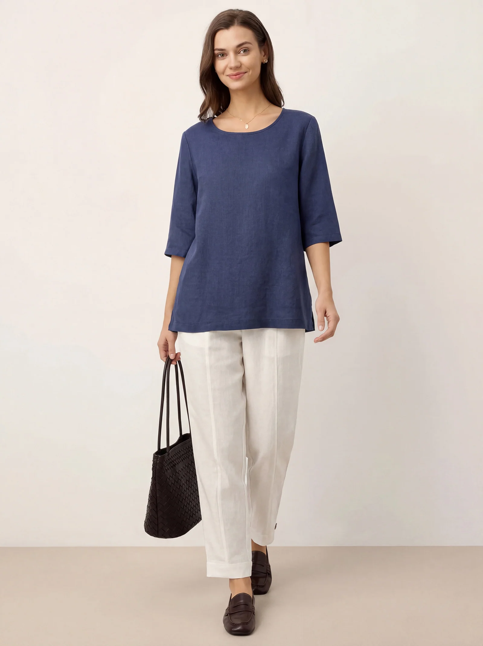 100% Linen Straight-Leg Pants with Elastic Waist PATRICE - Image 6