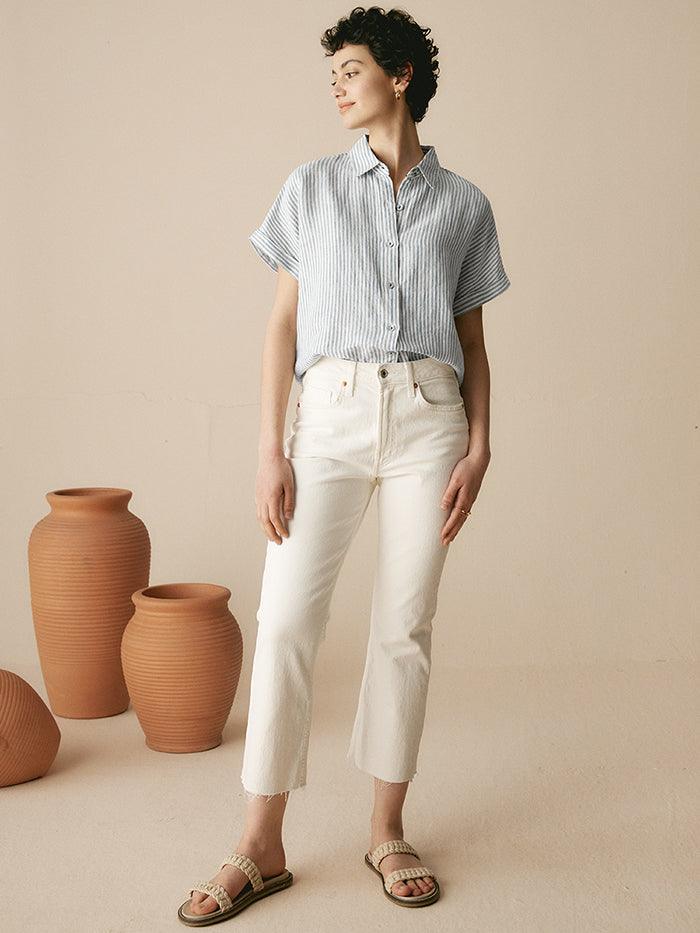 100% Linen Striped Classic Button-Front Shirt HUNTER - Image 7