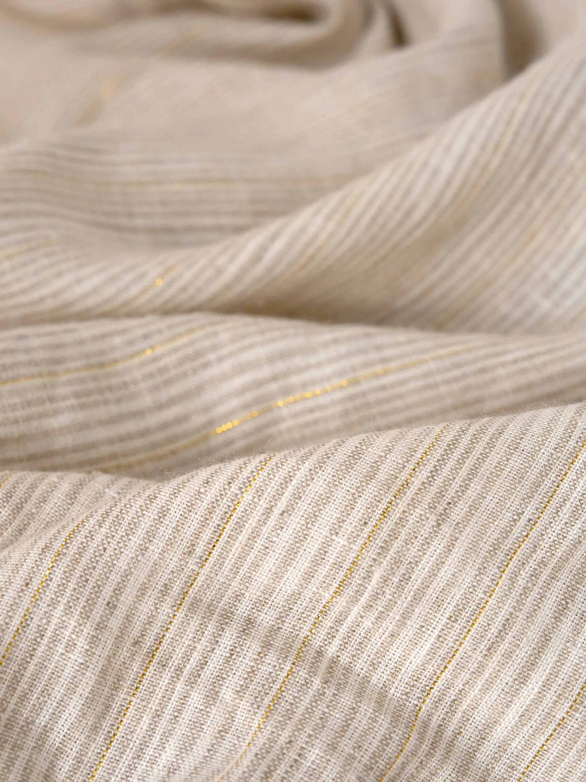 100% Linen Striped Elastic-Waist Midi Dress ARIA - Image 32