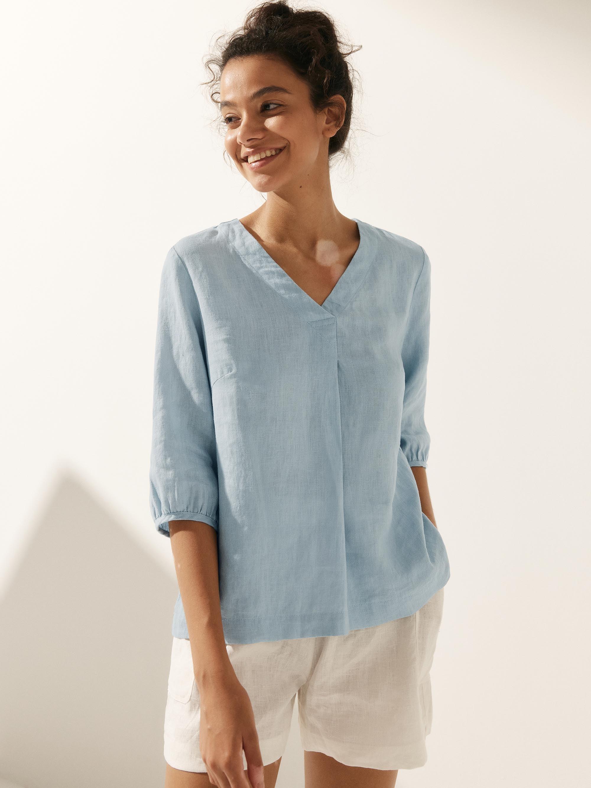 100% Linen Puff Sleeves Top LEAH - Image 6