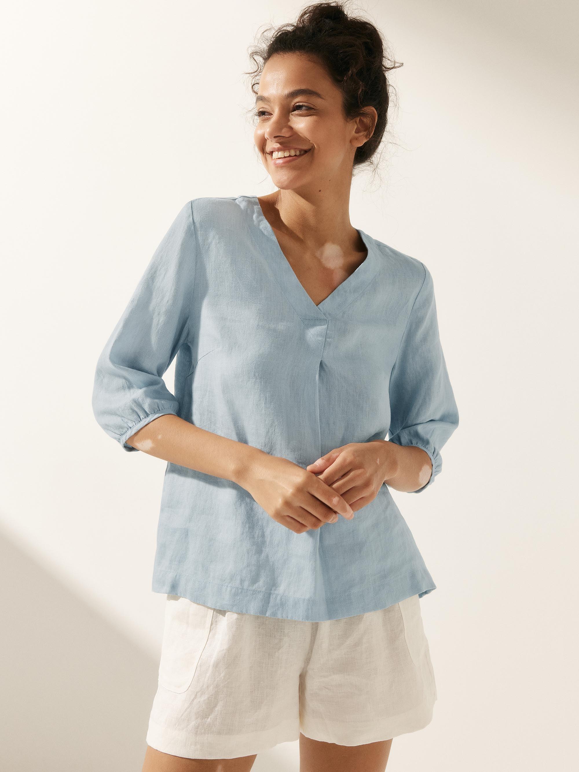 100% Linen Puff Sleeves Top LEAH - Image 7