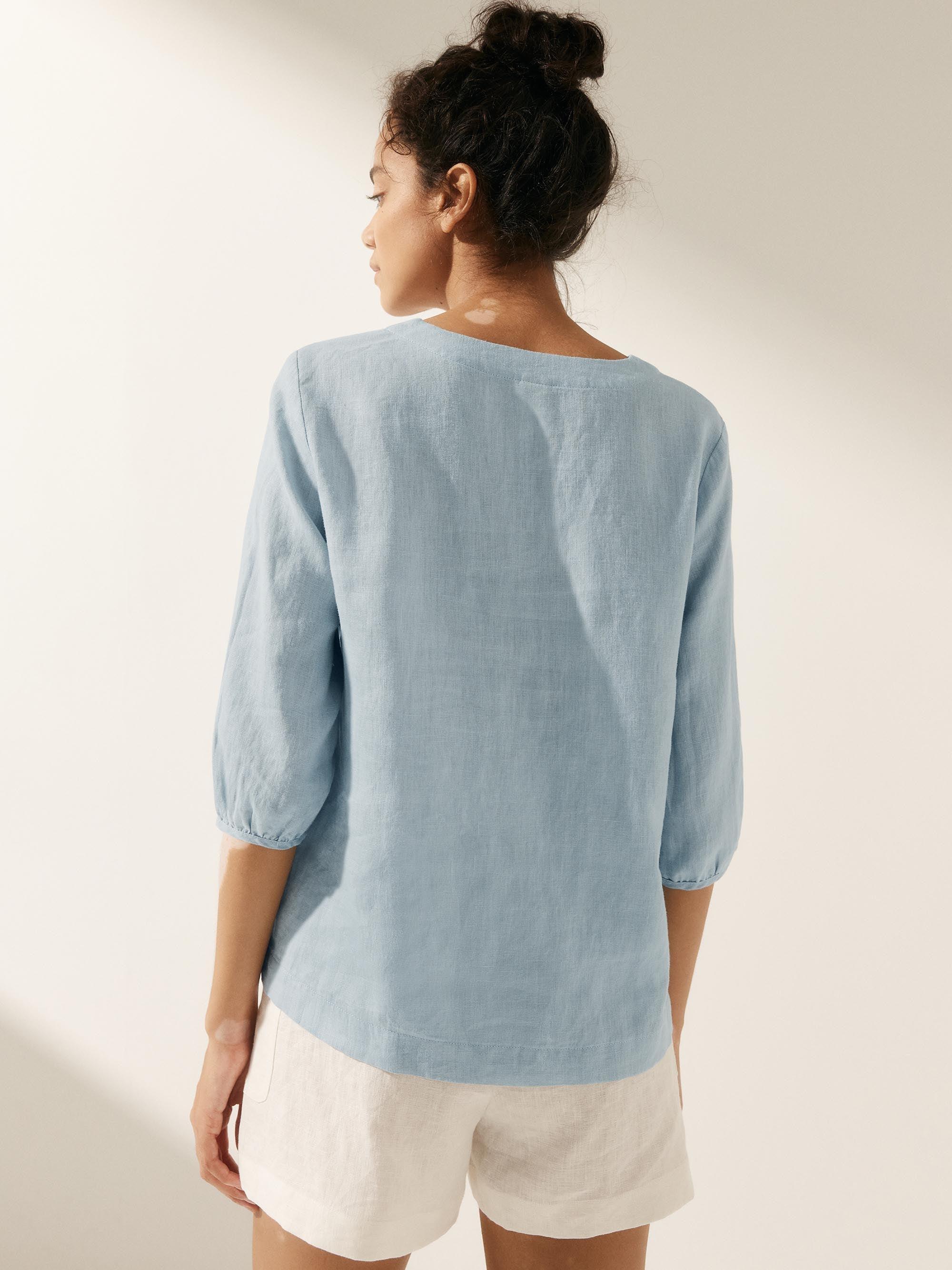 100% Linen Puff Sleeves Top LEAH - Image 8