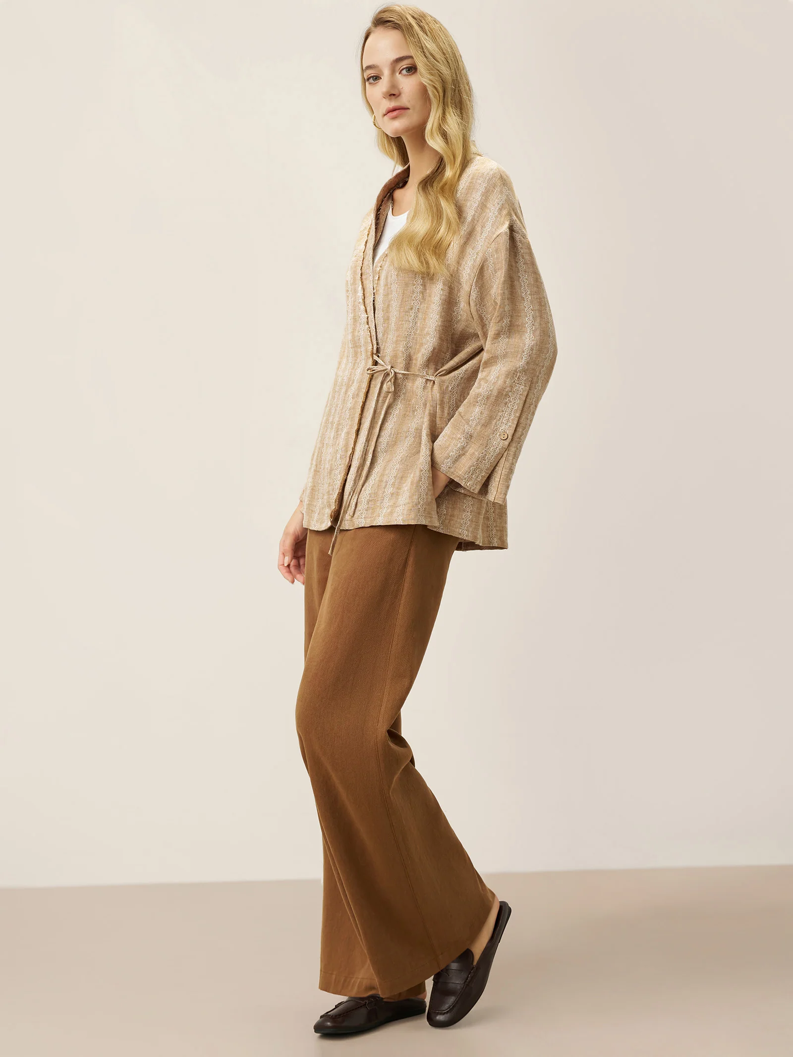 100% Linen Striped Wrap Jacket GENESIS - Image 5