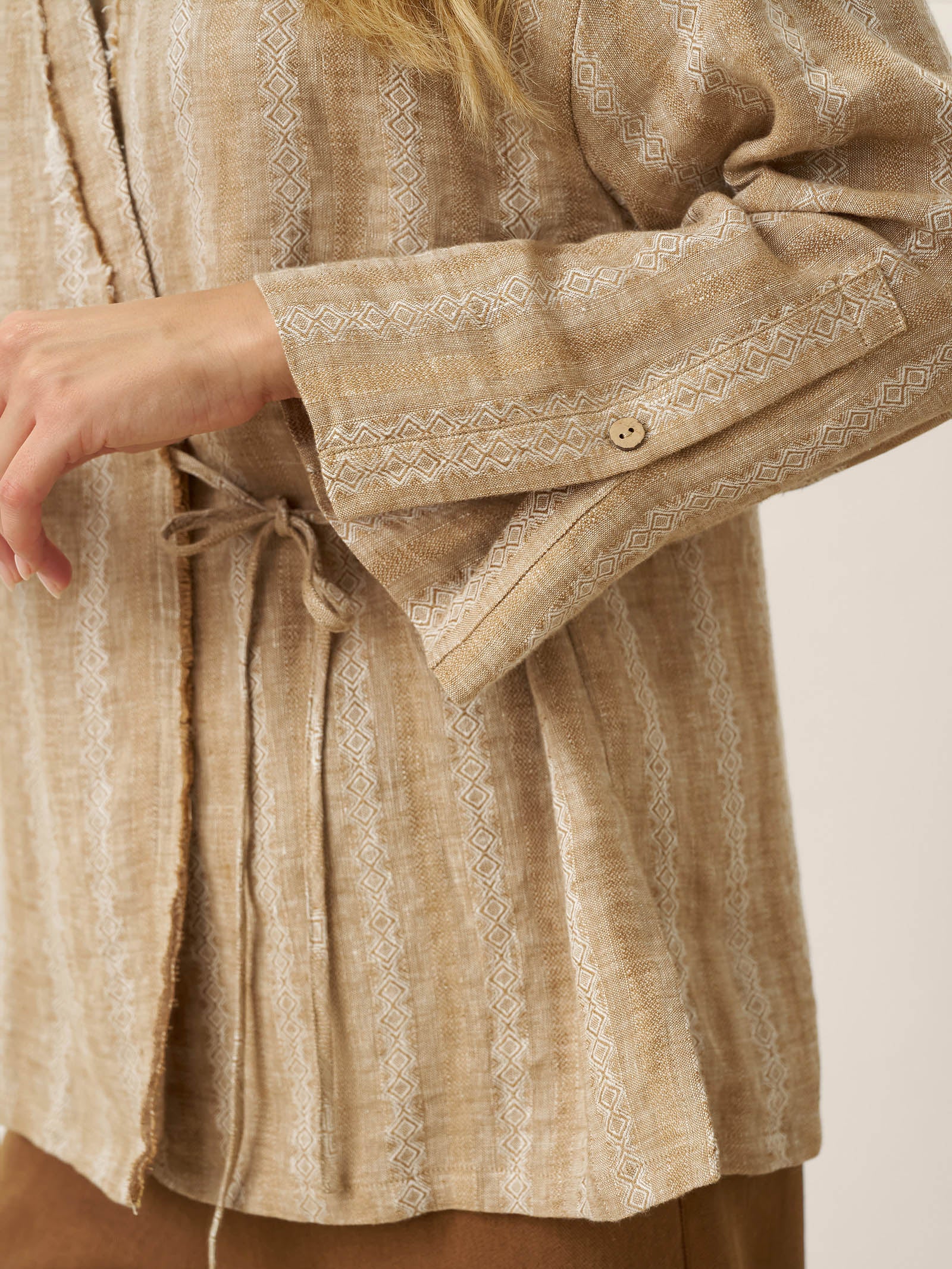 100% Linen Striped Wrap Jacket GENESIS - Image 7