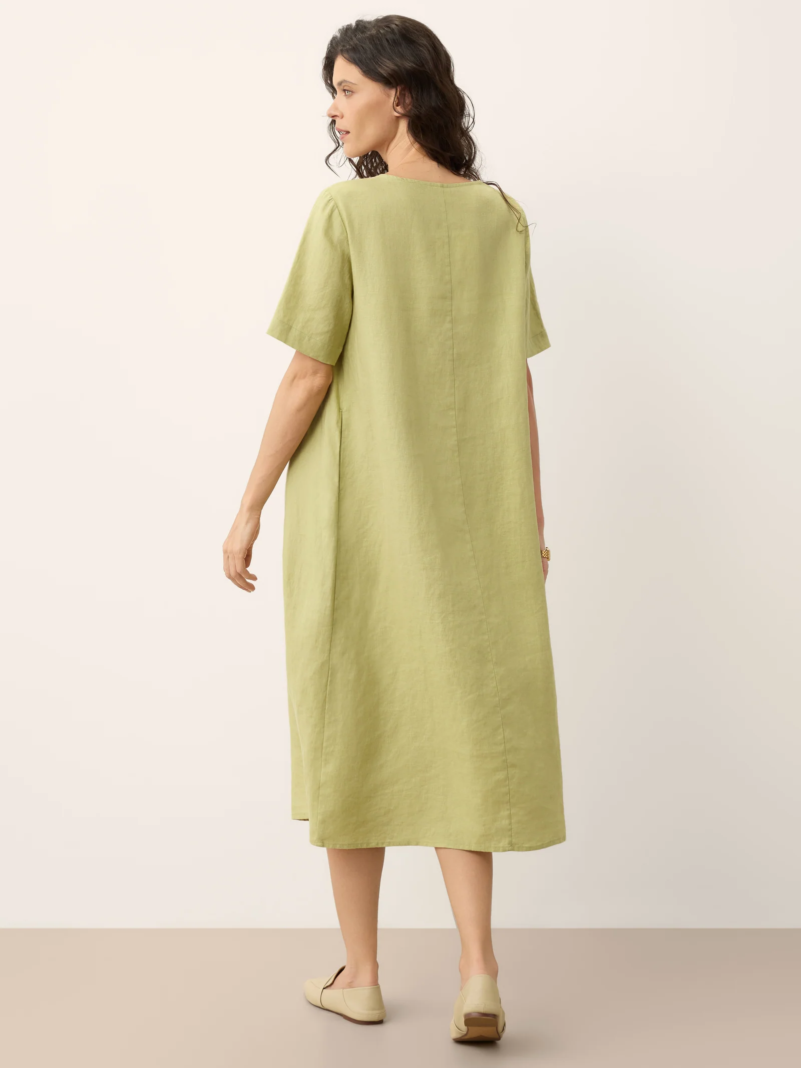 100% Linen Surplice Neck A Line Maxi Dress JUDITH - Image 7