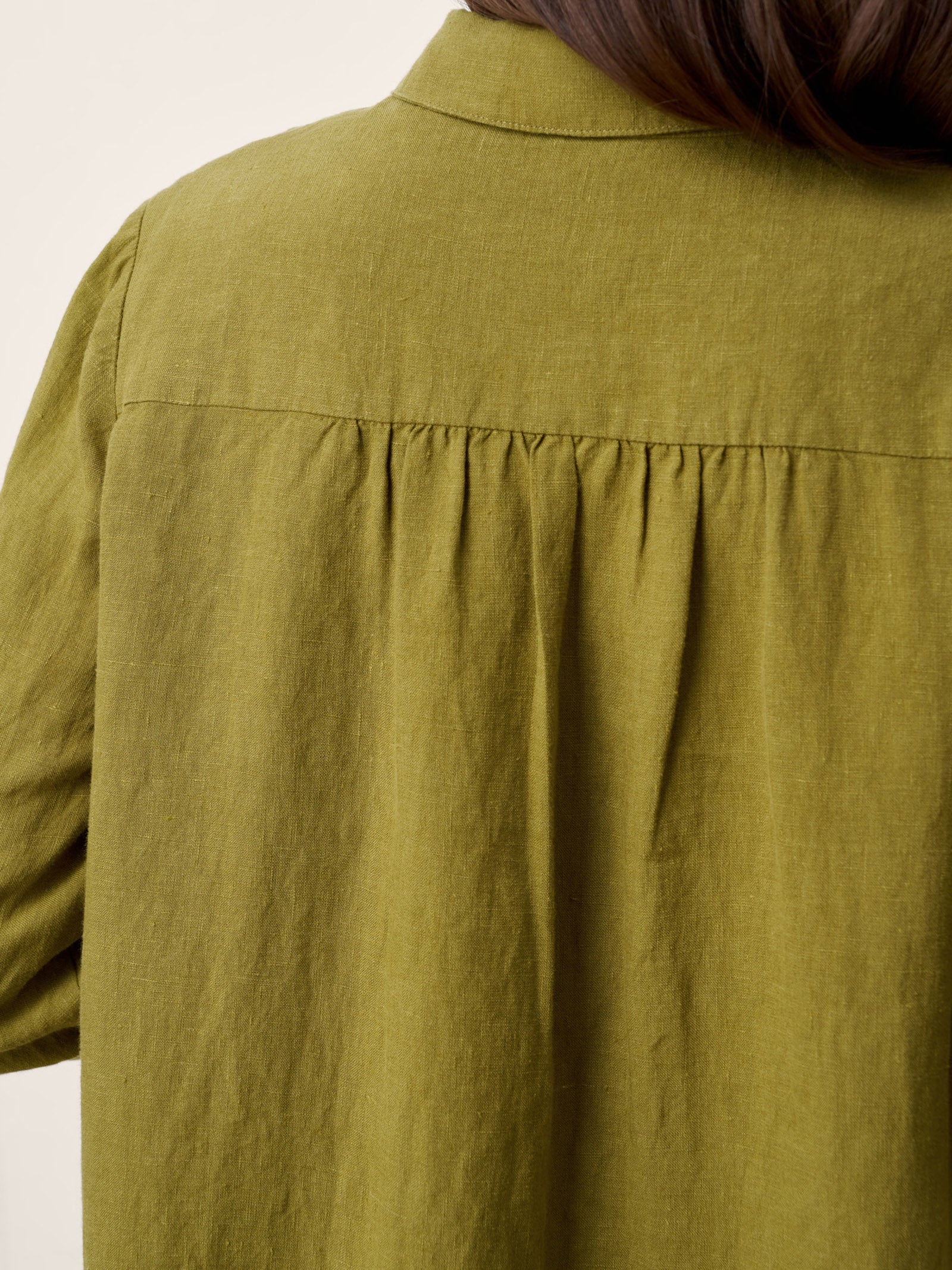 100% Linen Tailored Lapel 3/4 Sleeve Midi Shirt Dress MERCEDES - Image 9