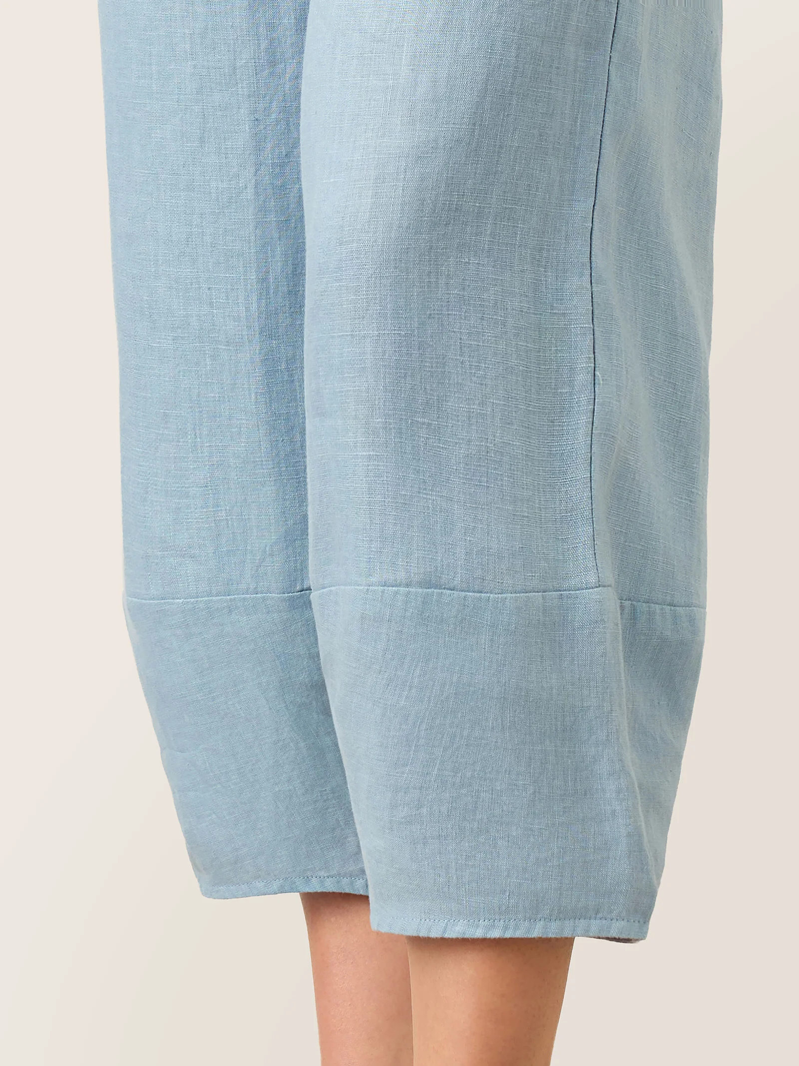 100% Linen Tapered Cropped Pull-On Trousers LORETTA - Image 8