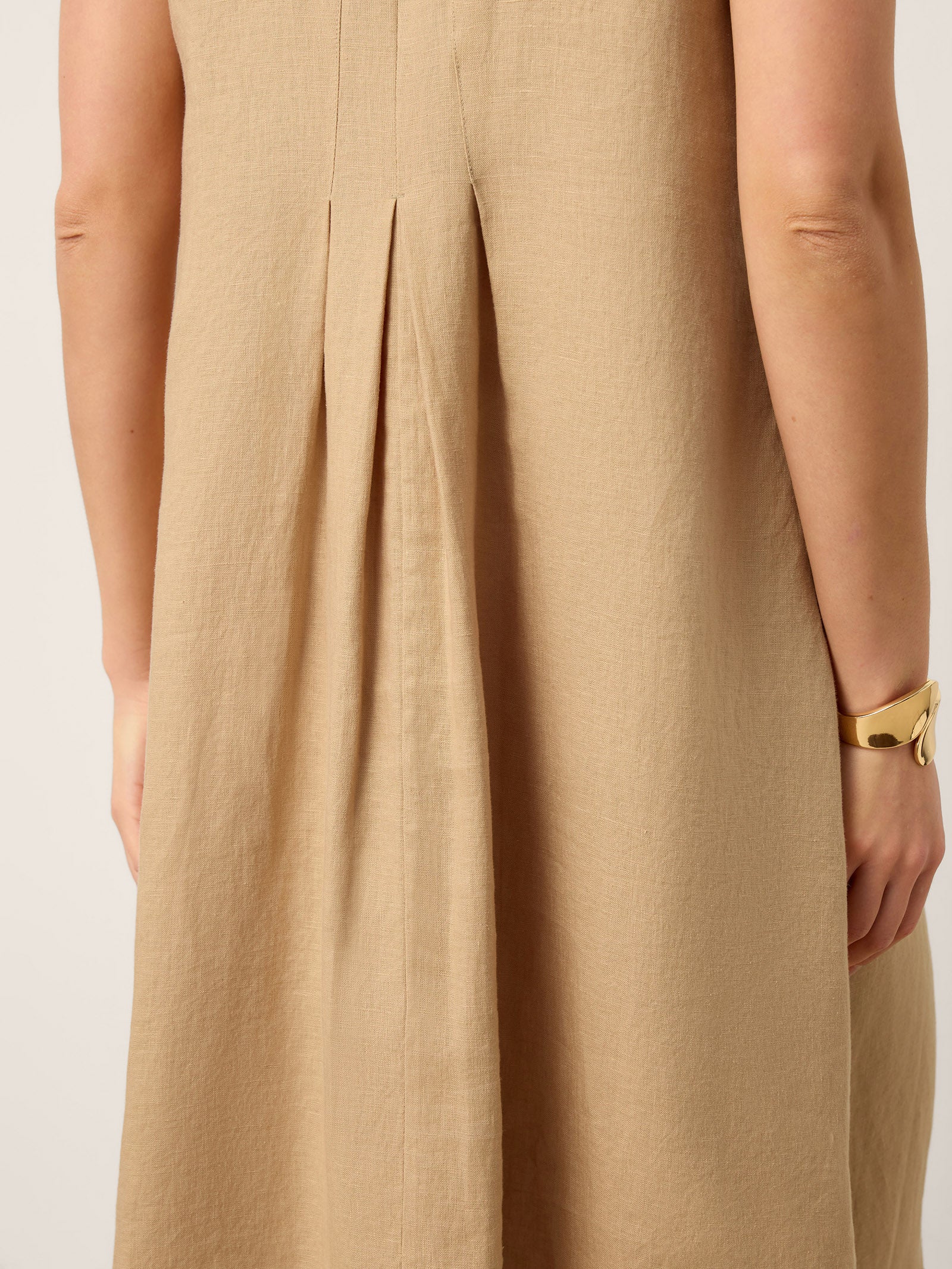 100% Linen Sleeveless Tie-Neck Pintucked Maxi Dress MILLICENT - Image 8