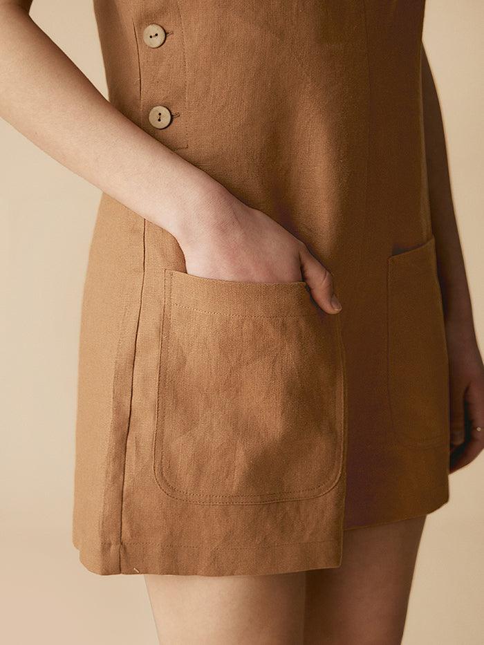 100% Linen U-Neck Short Jumpsuit KENDALL - Image 8