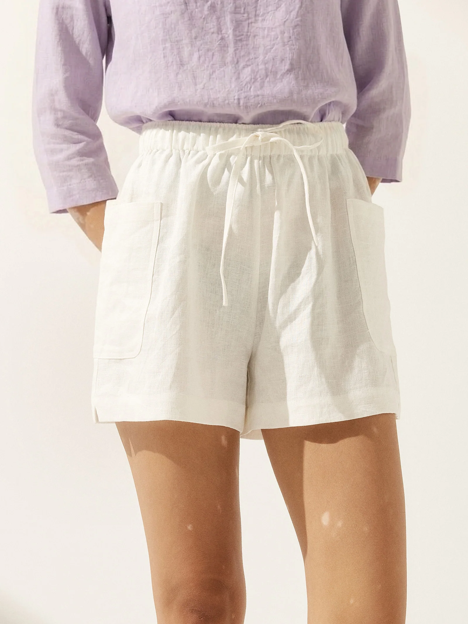 100% Linen Utility Side Pocket Short WYNNIE