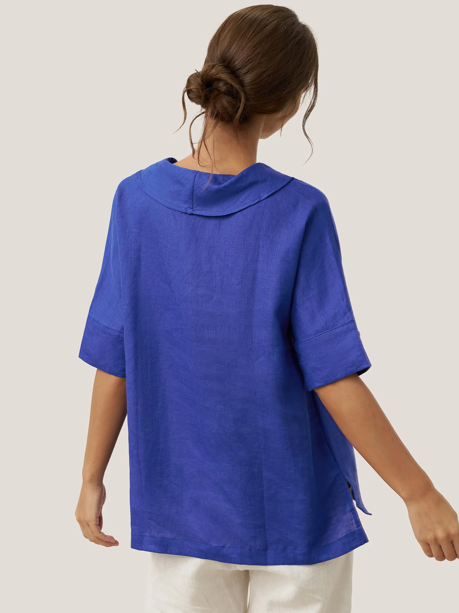 100% Linen V-Neck Short Sleeve Shirt SIERRA - Image 11