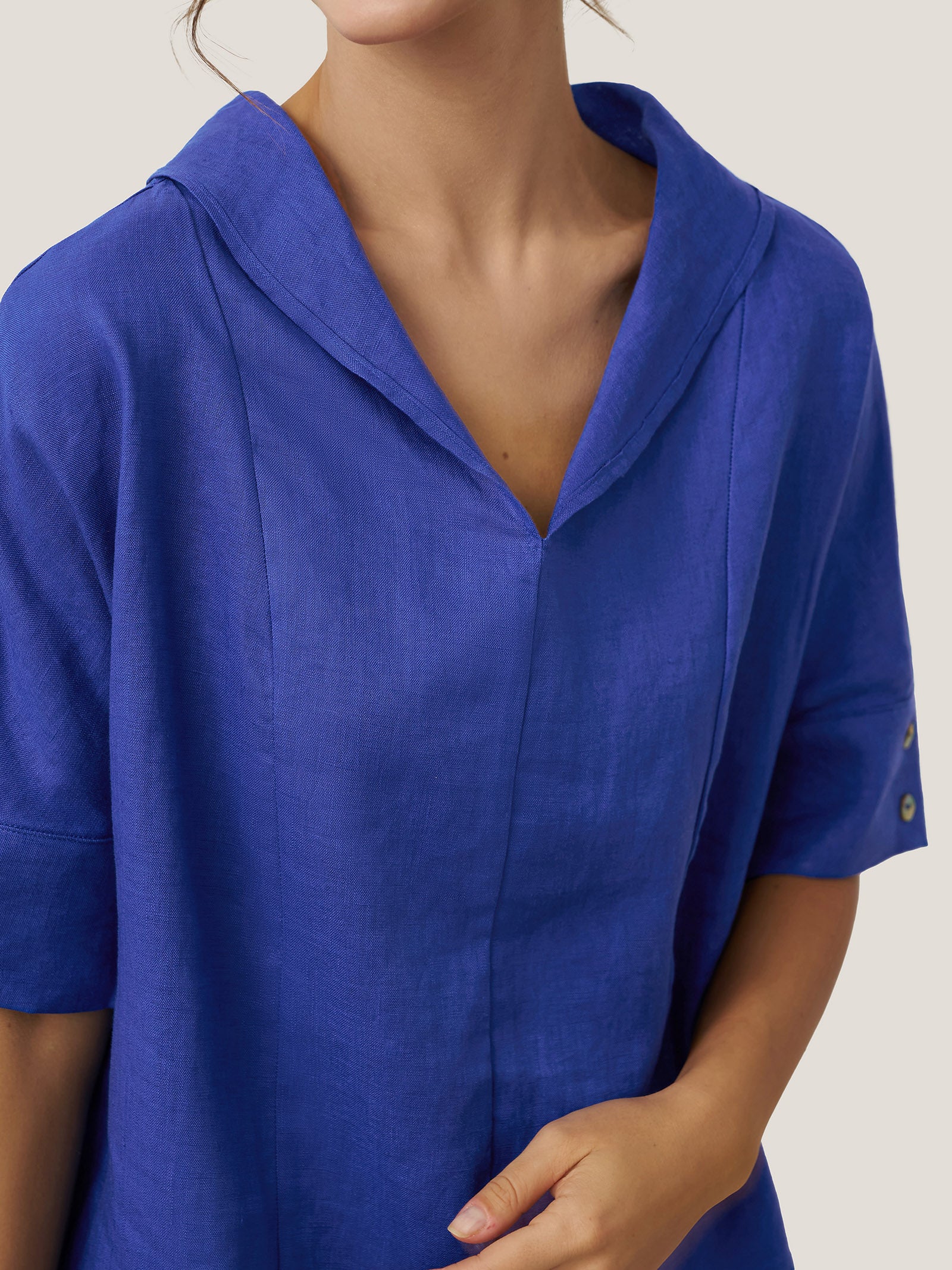 100% Linen V-Neck Short Sleeve Shirt SIERRA - Image 16