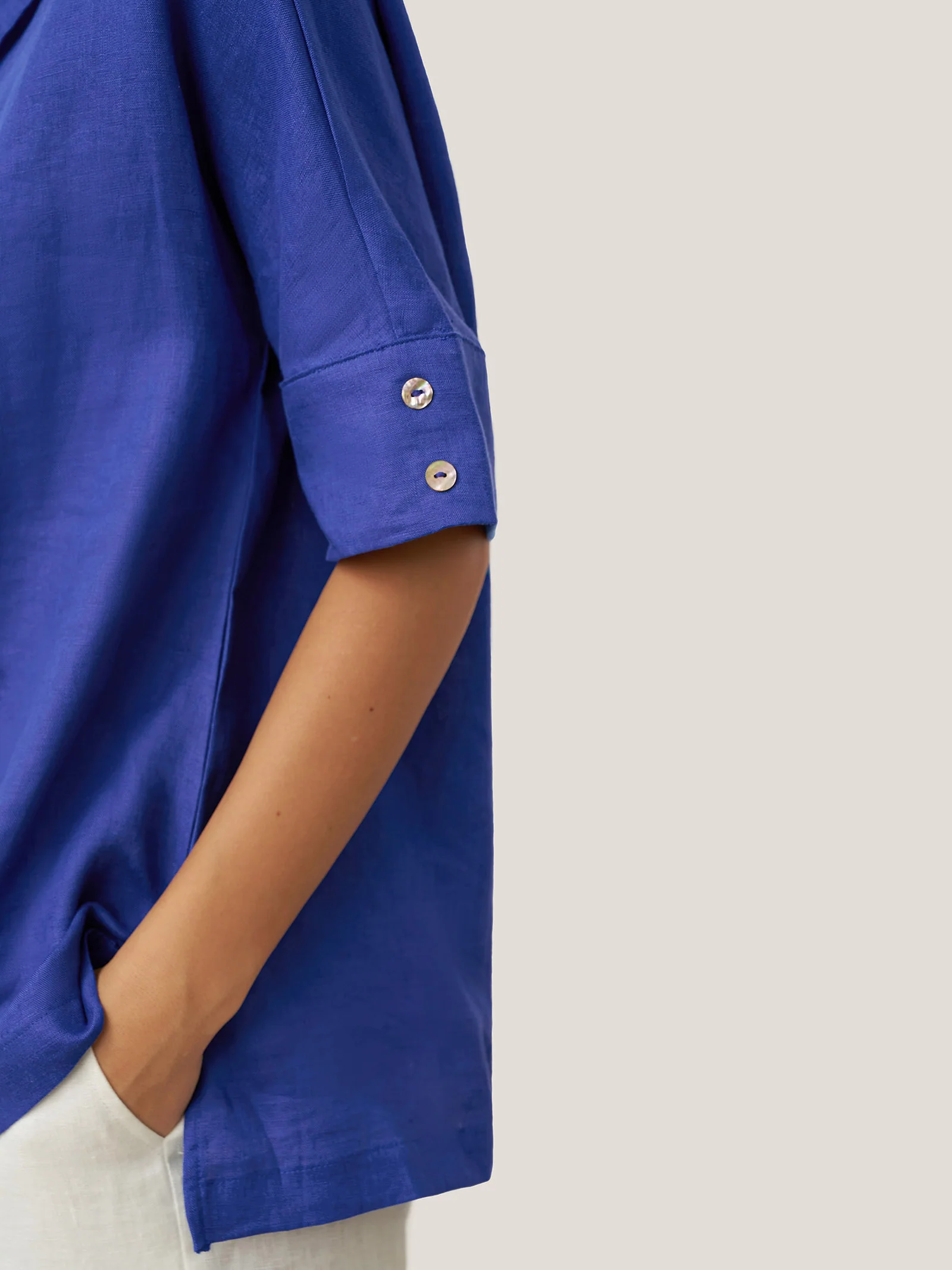 100% Linen V-Neck Short Sleeve Shirt SIERRA - Image 17