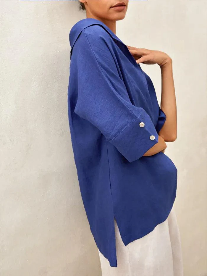 100% Linen V-Neck Short Sleeve Shirt SIERRA - Image 18