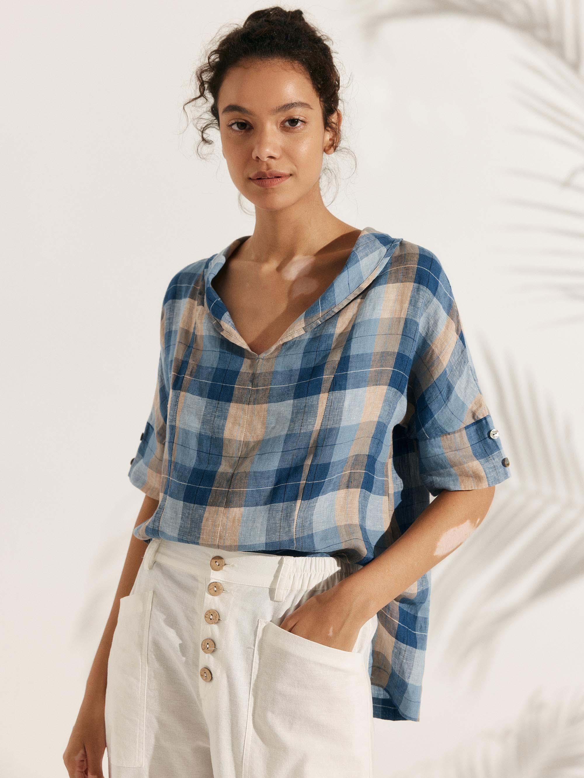 100% Linen V-Neck Short Sleeve Shirt SIERRA - Image 24