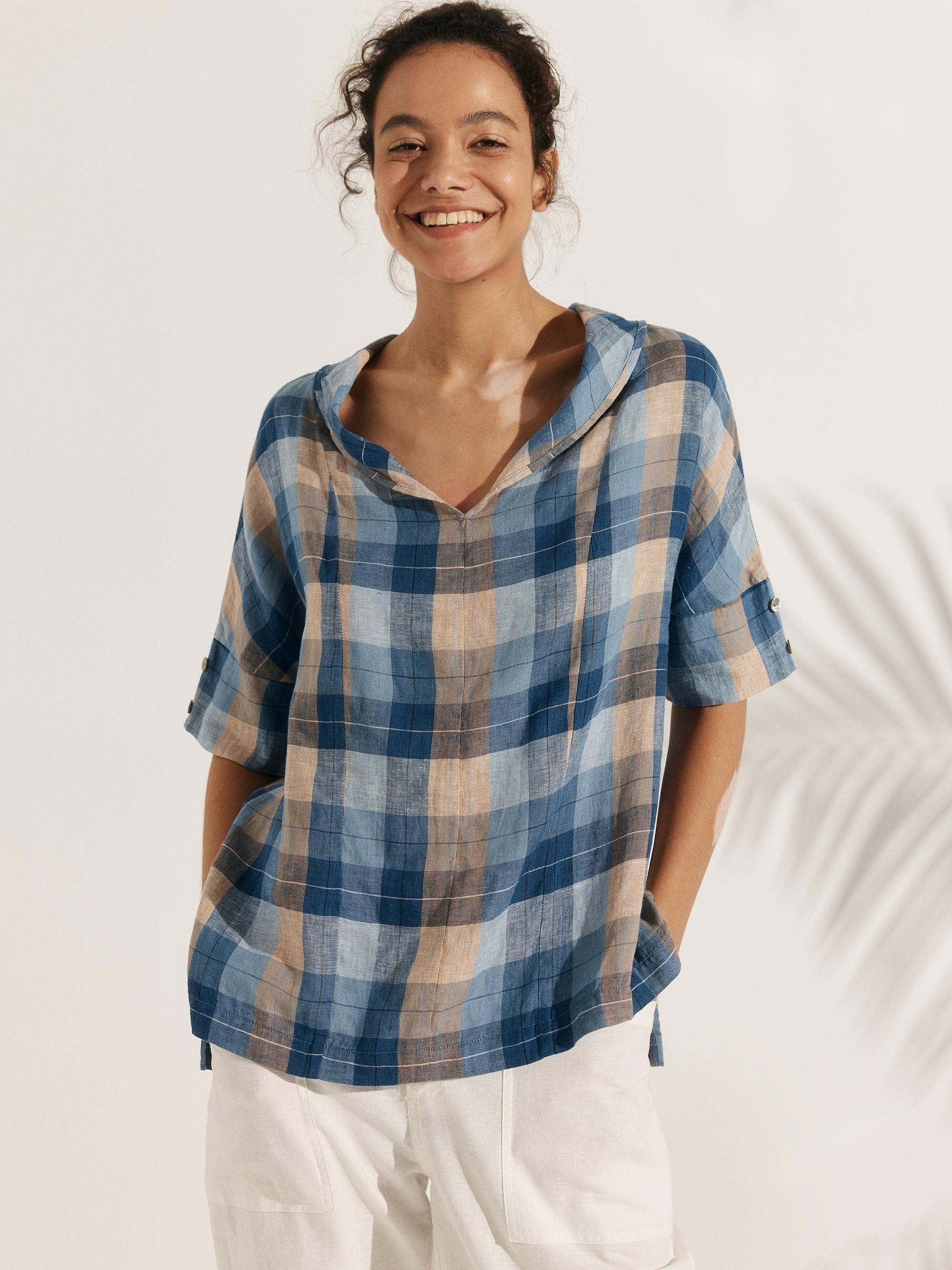 100% Linen V-Neck Short Sleeve Shirt SIERRA - Image 27
