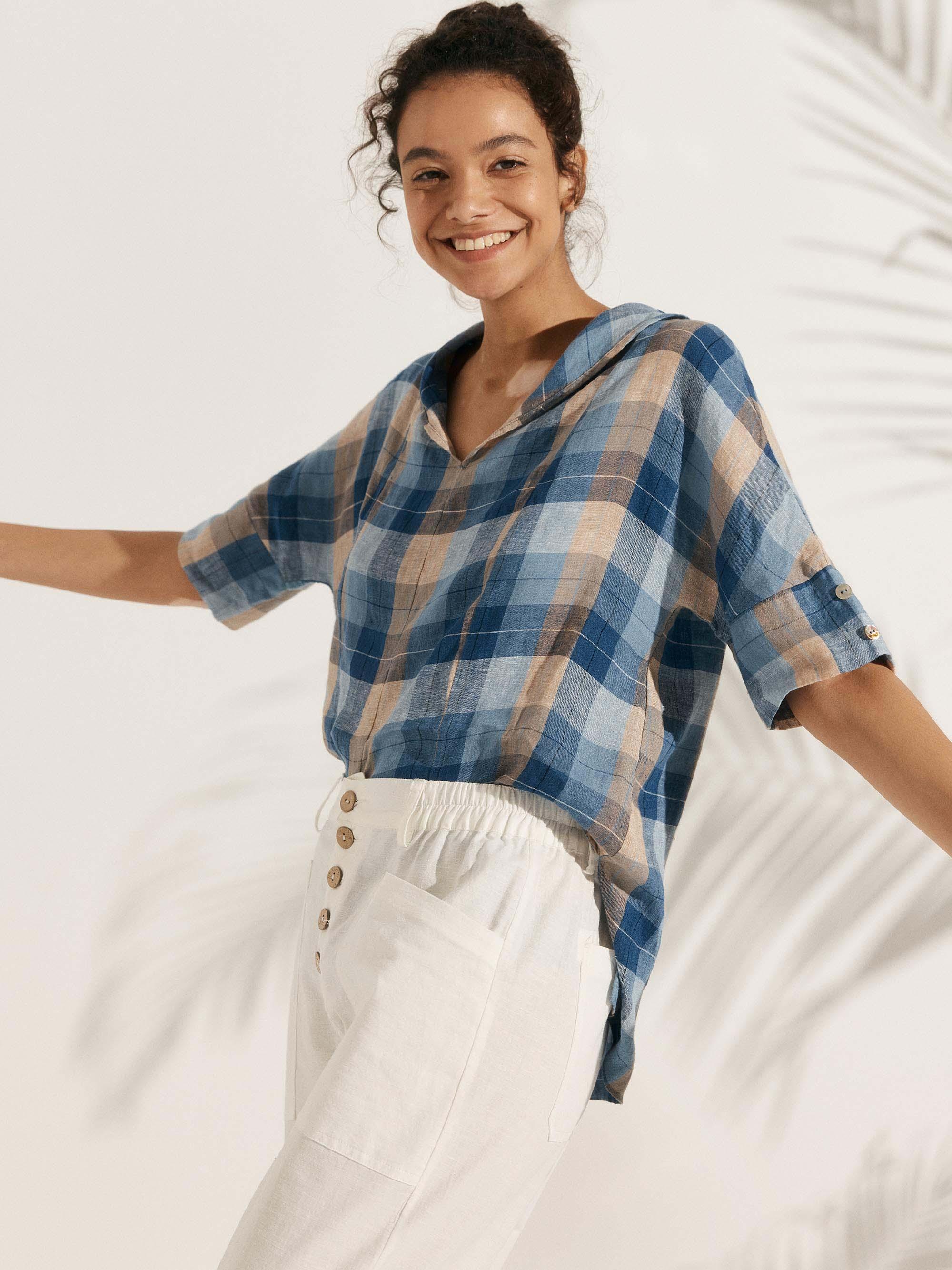 100% Linen V-Neck Short Sleeve Shirt SIERRA - Image 28
