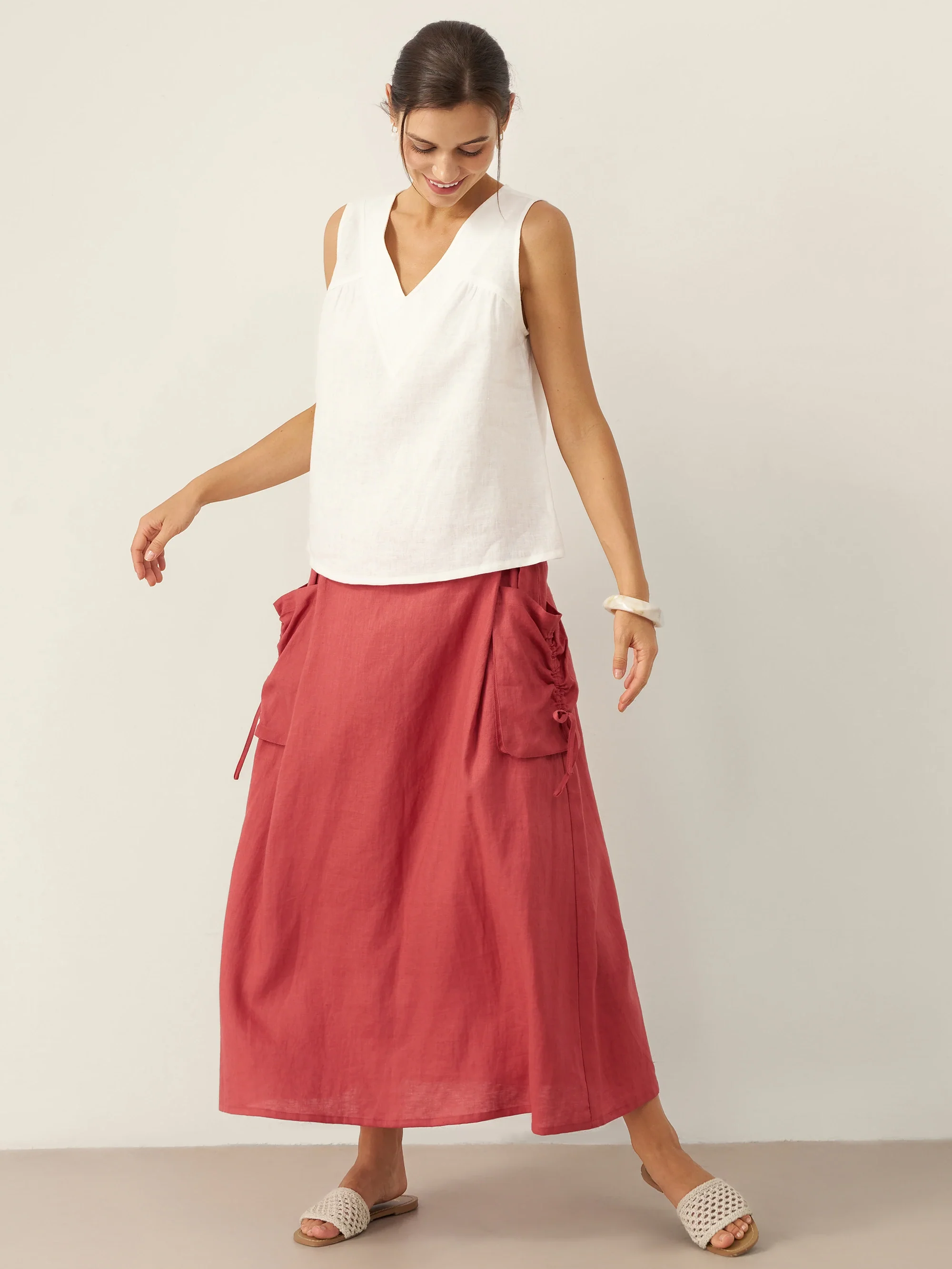 100% Linen V-Neck Sleeveless Tank Top NICOLE - Image 7