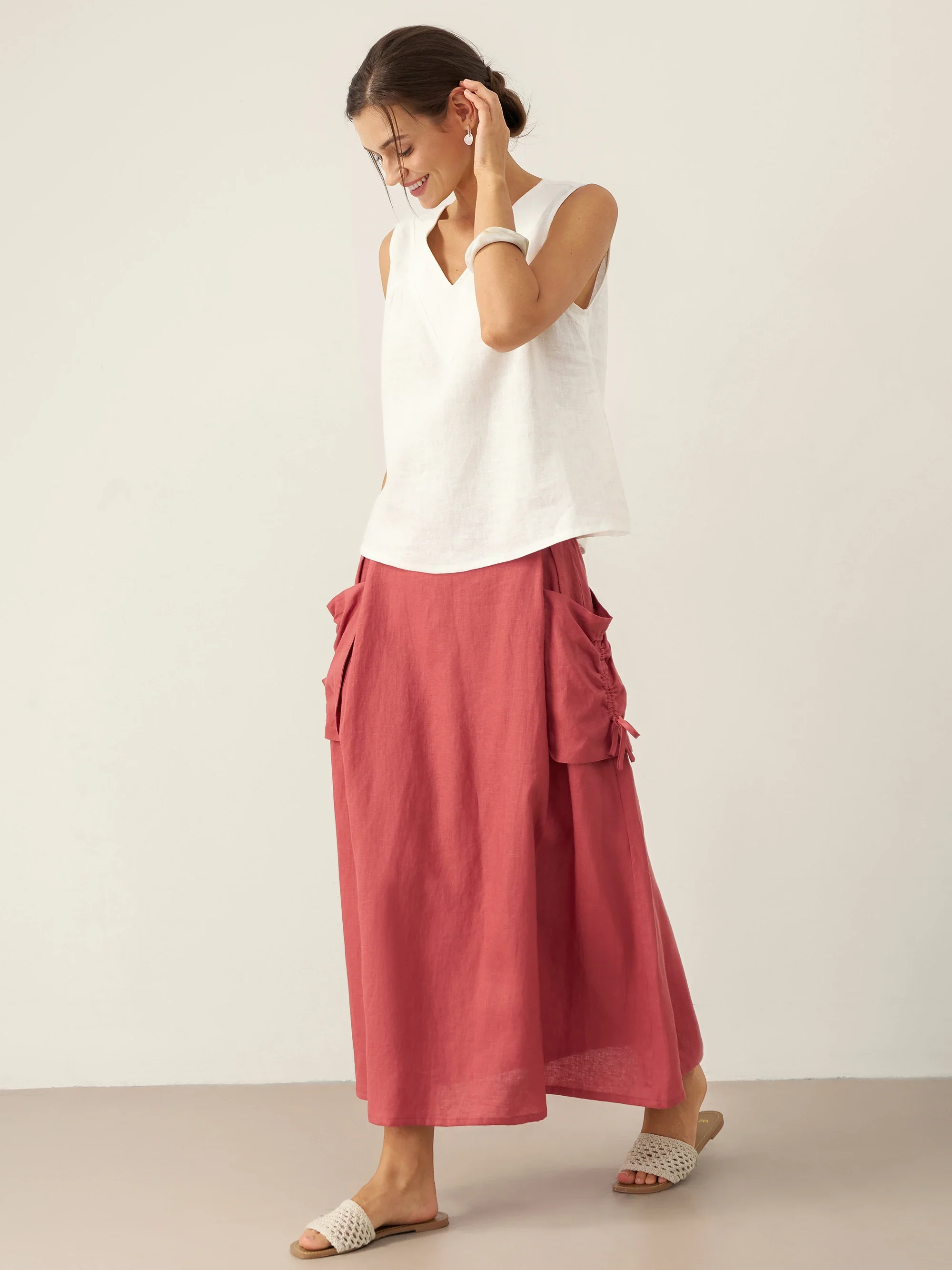 100% Linen V-Neck Sleeveless Tank Top NICOLE - Image 8