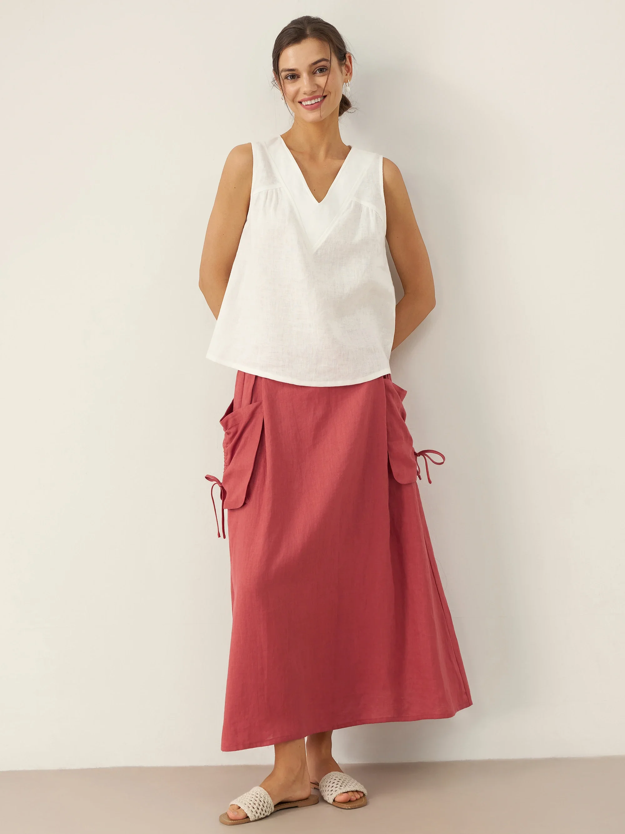 100% Linen V-Neck Sleeveless Tank Top NICOLE - Image 9