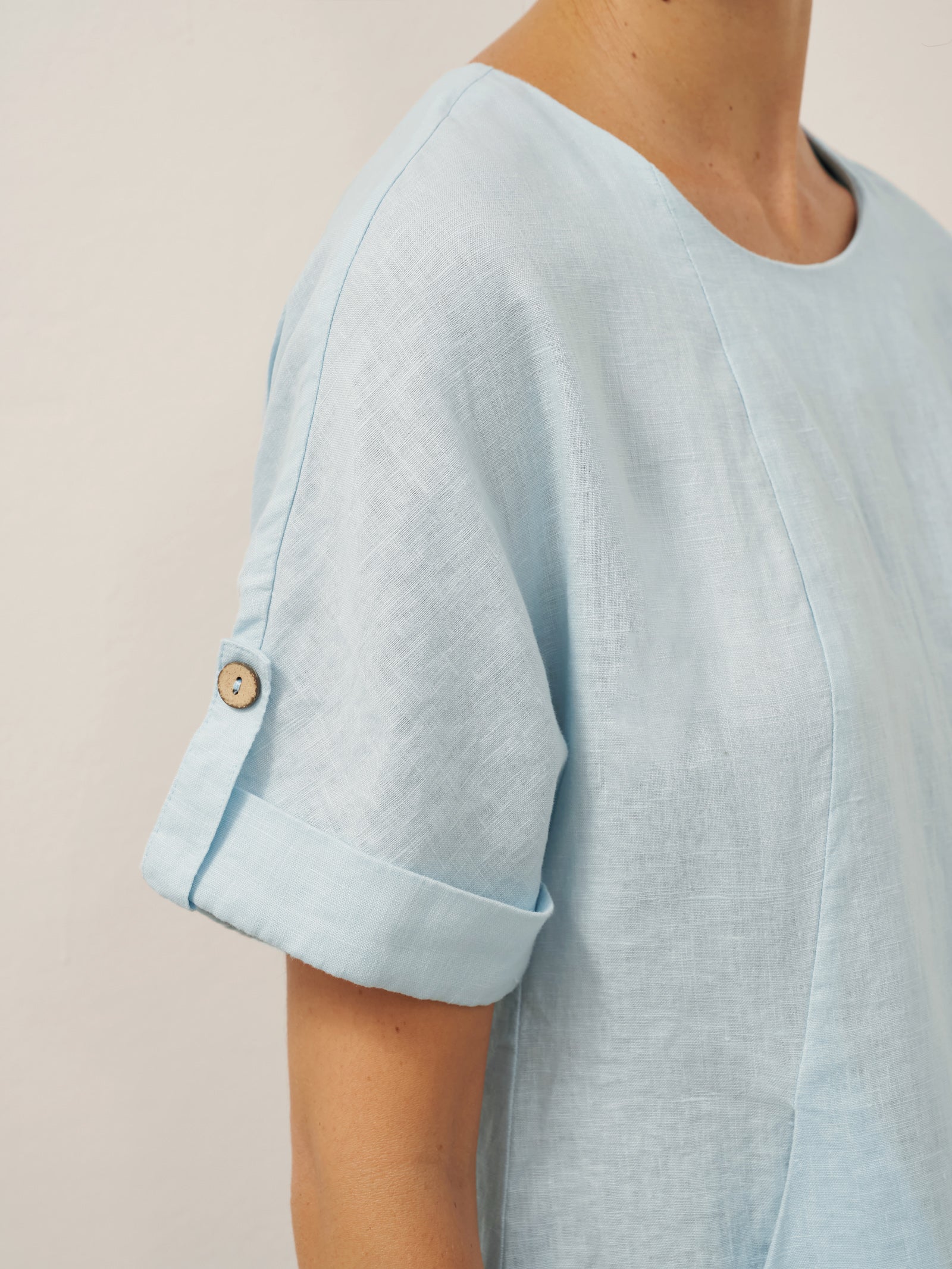 100% Linen Vintage A-Line Button Detail Maxi Dress AMIN - Image 8