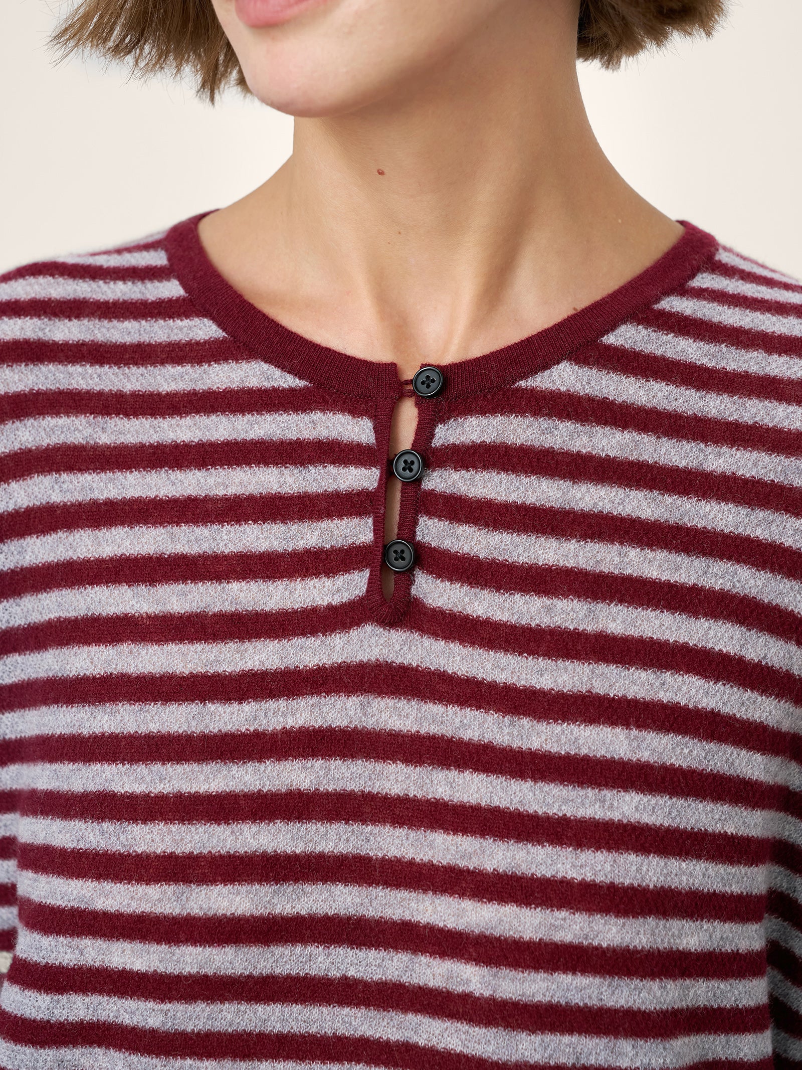 100% Mongolian Cashmere Drop Shoulder Stripe Knit Top RAINA - Image 13