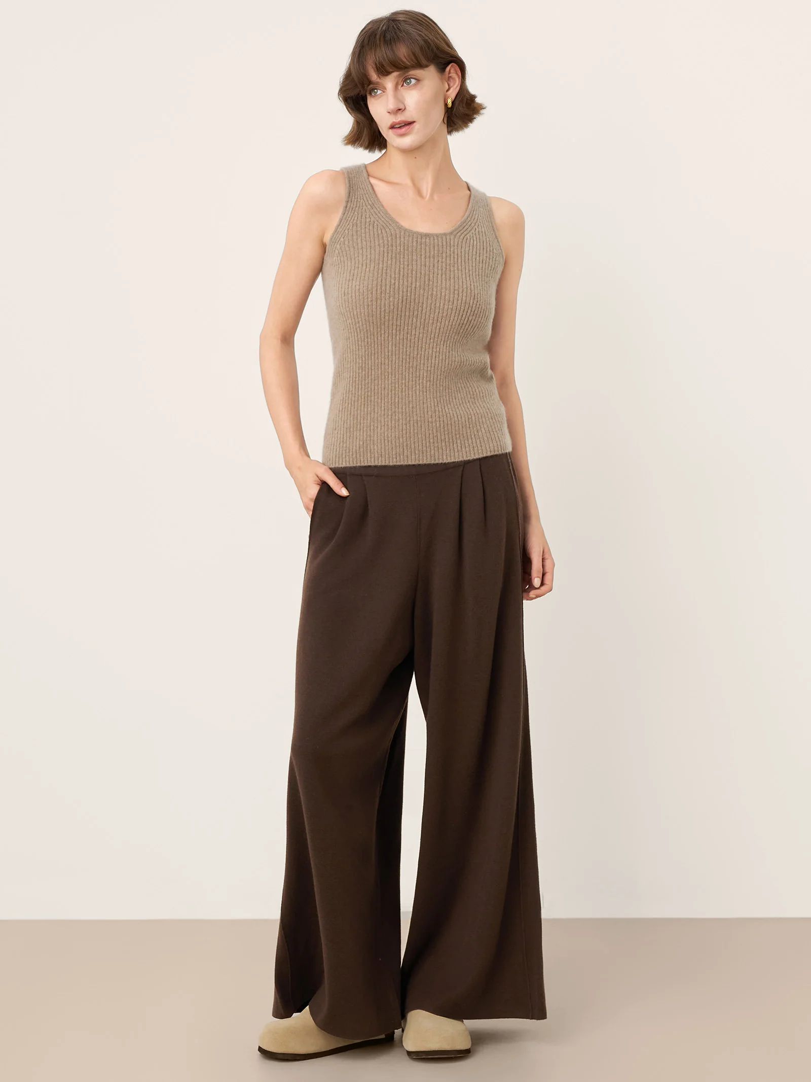 100% Mongolian Cashmere Versatile Crew Neck Tank Top VIVIANA - Image 12