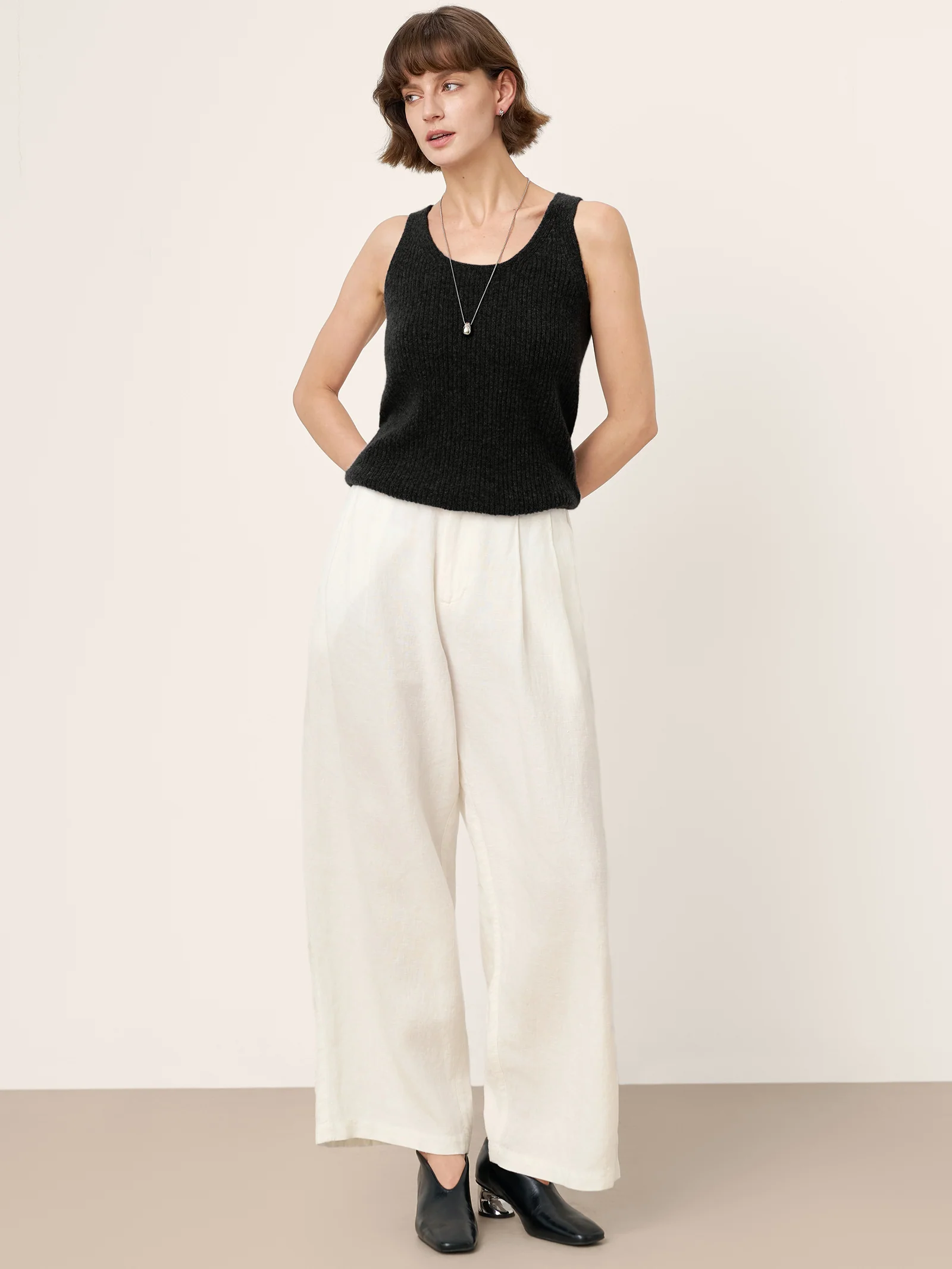 100% Mongolian Cashmere Versatile Crew Neck Tank Top VIVIANA - Image 25