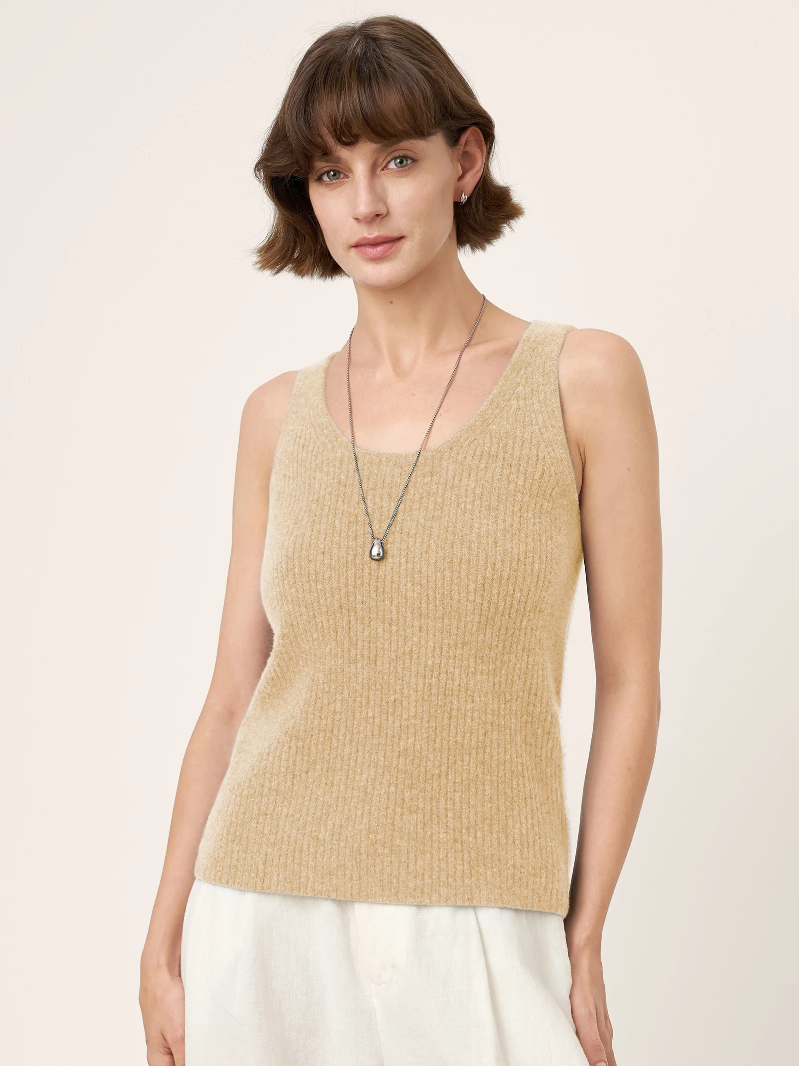 100% Mongolian Cashmere Versatile Crew Neck Tank Top VIVIANA - Image 26