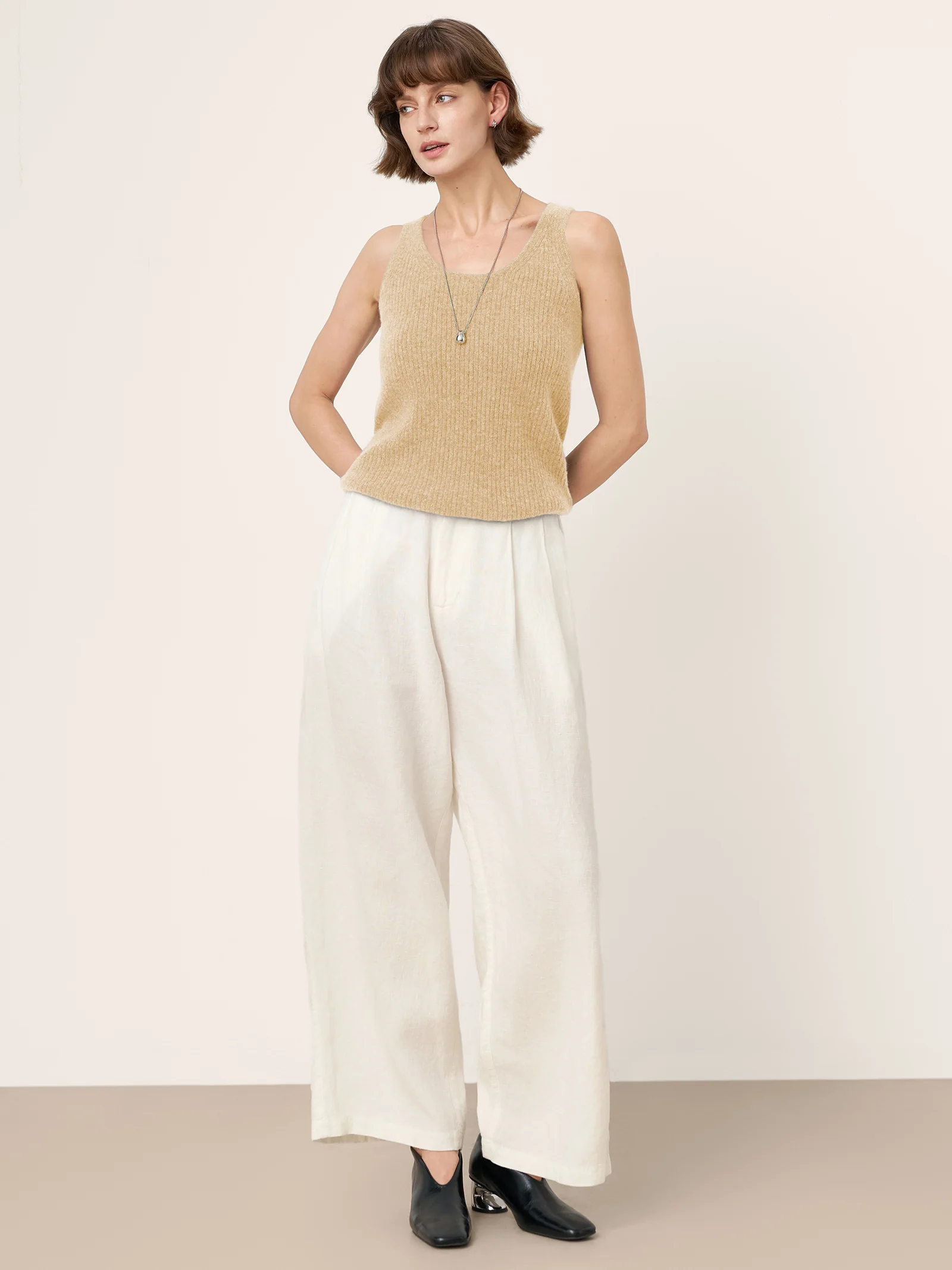 100% Mongolian Cashmere Versatile Crew Neck Tank Top VIVIANA - Image 27
