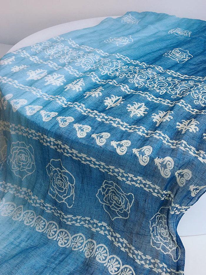 Artisanal 100% Linen Wax-Dyed Scarf - Image 3