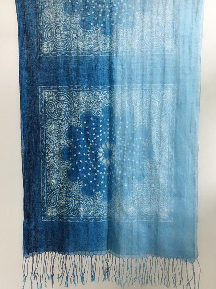 Artisanal 100% Linen Wax-Dyed Scarf - Image 4
