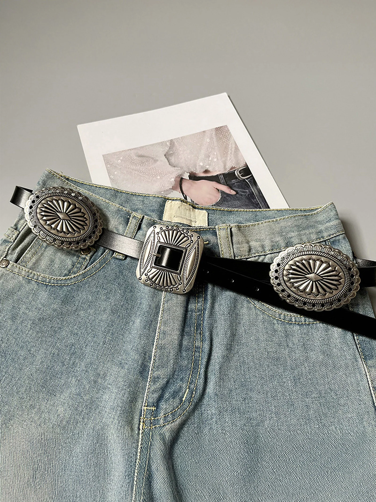 Artisanal Carved Metal Ring Buckle Belt - Image 3