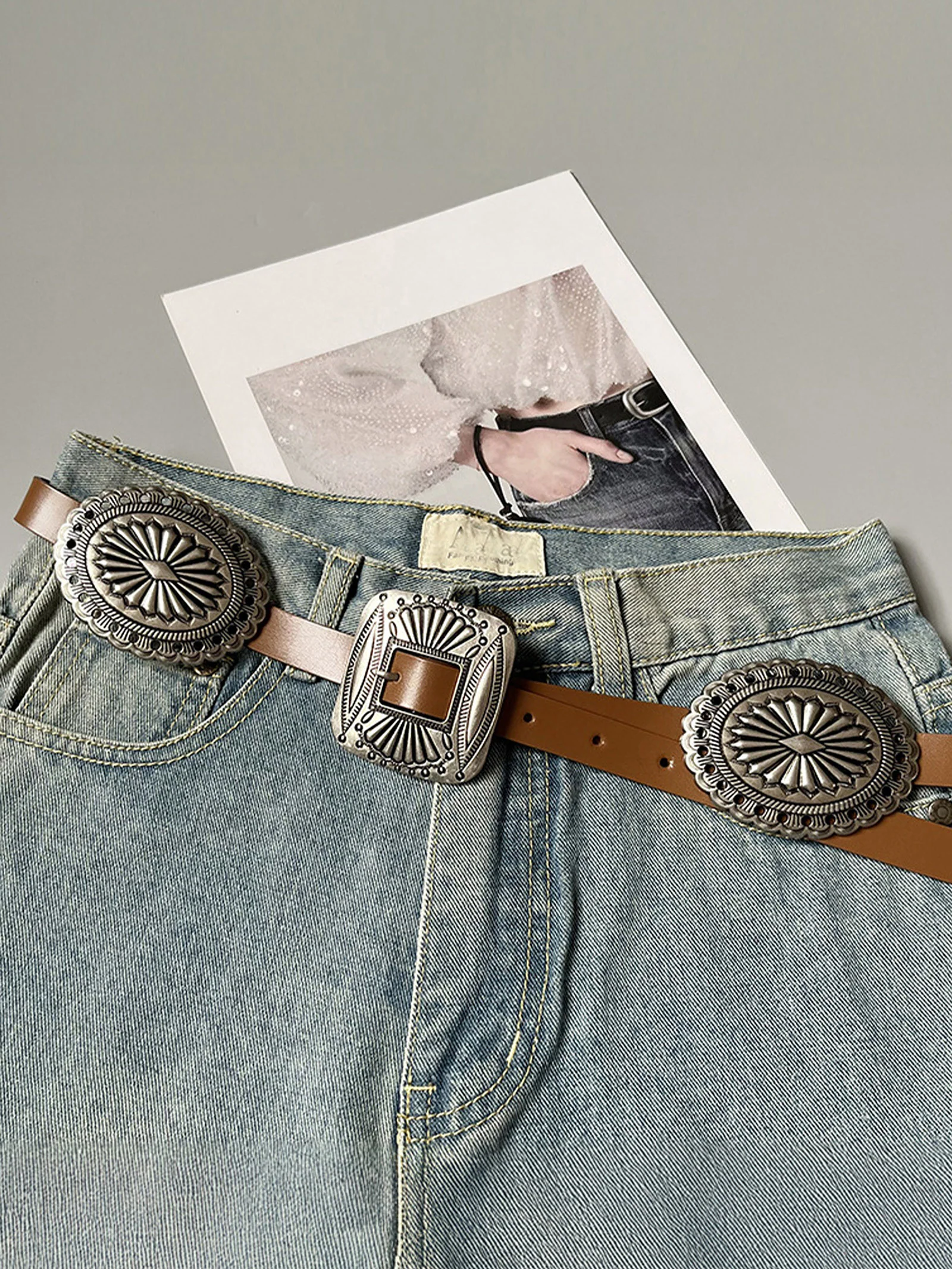 Artisanal Carved Metal Ring Buckle Belt - Image 6