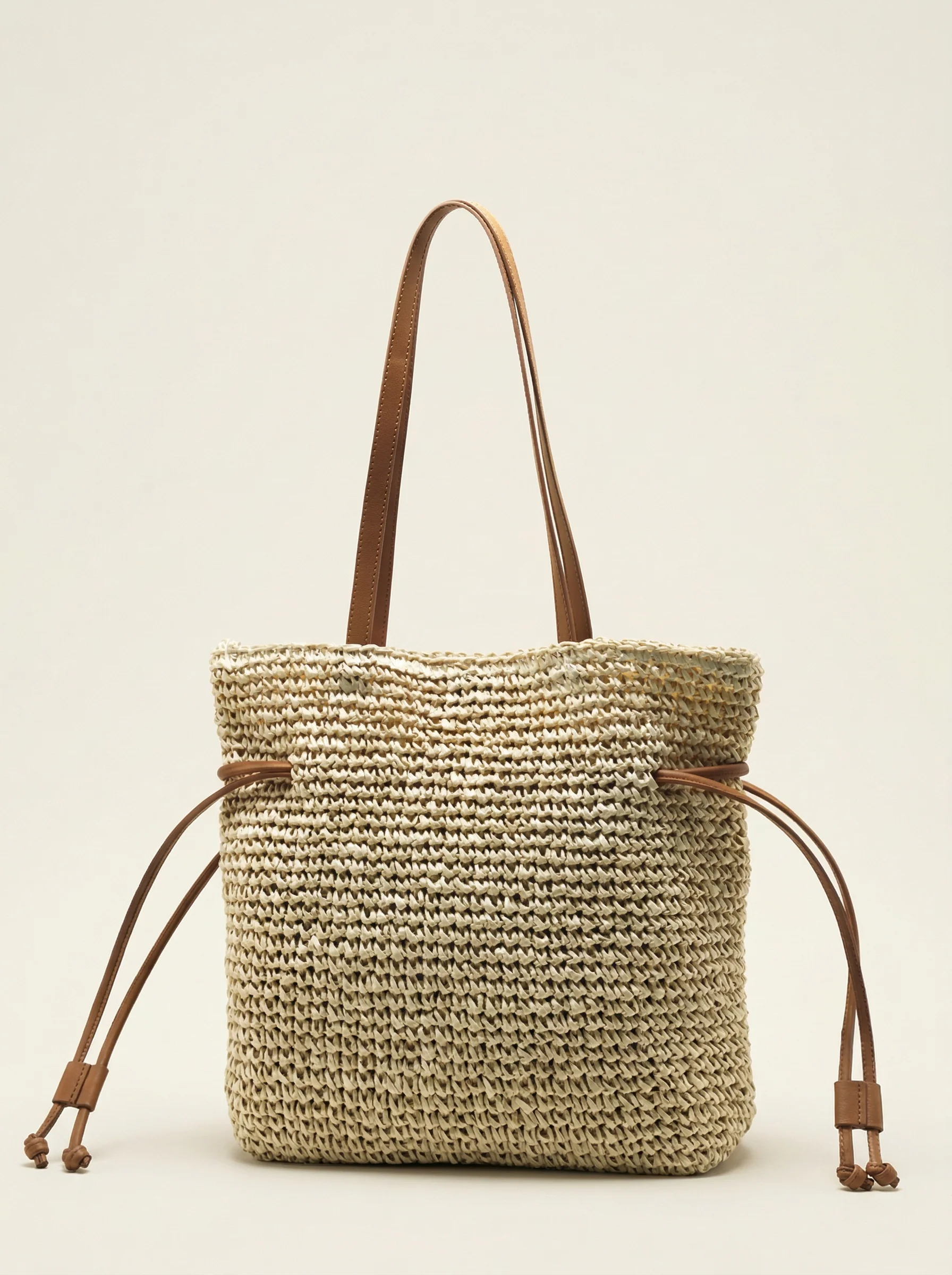 Artisanal Hand-Crocheted Straw Bucket Bag