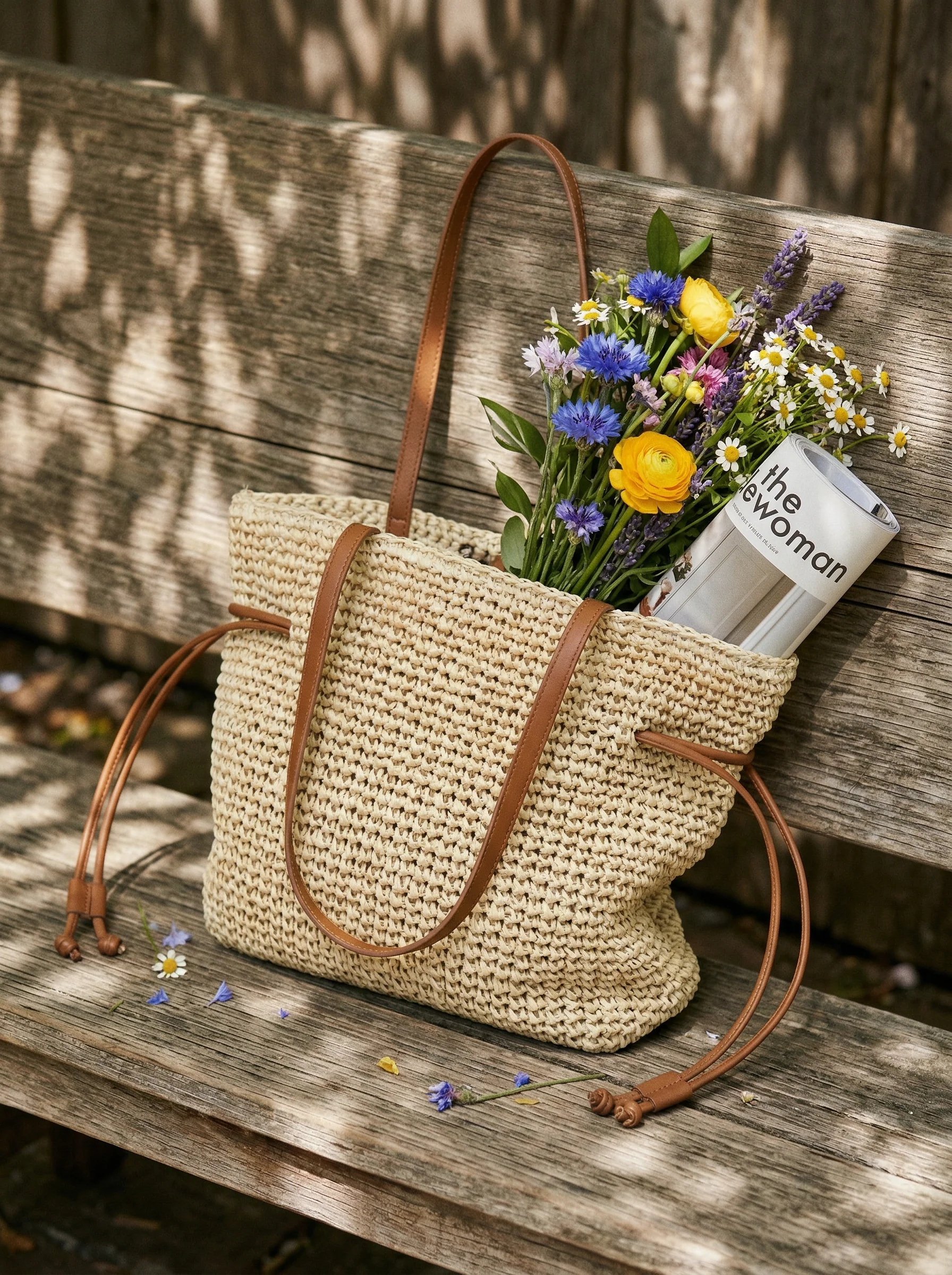 Artisanal Hand-Crocheted Straw Bucket Bag - Image 4