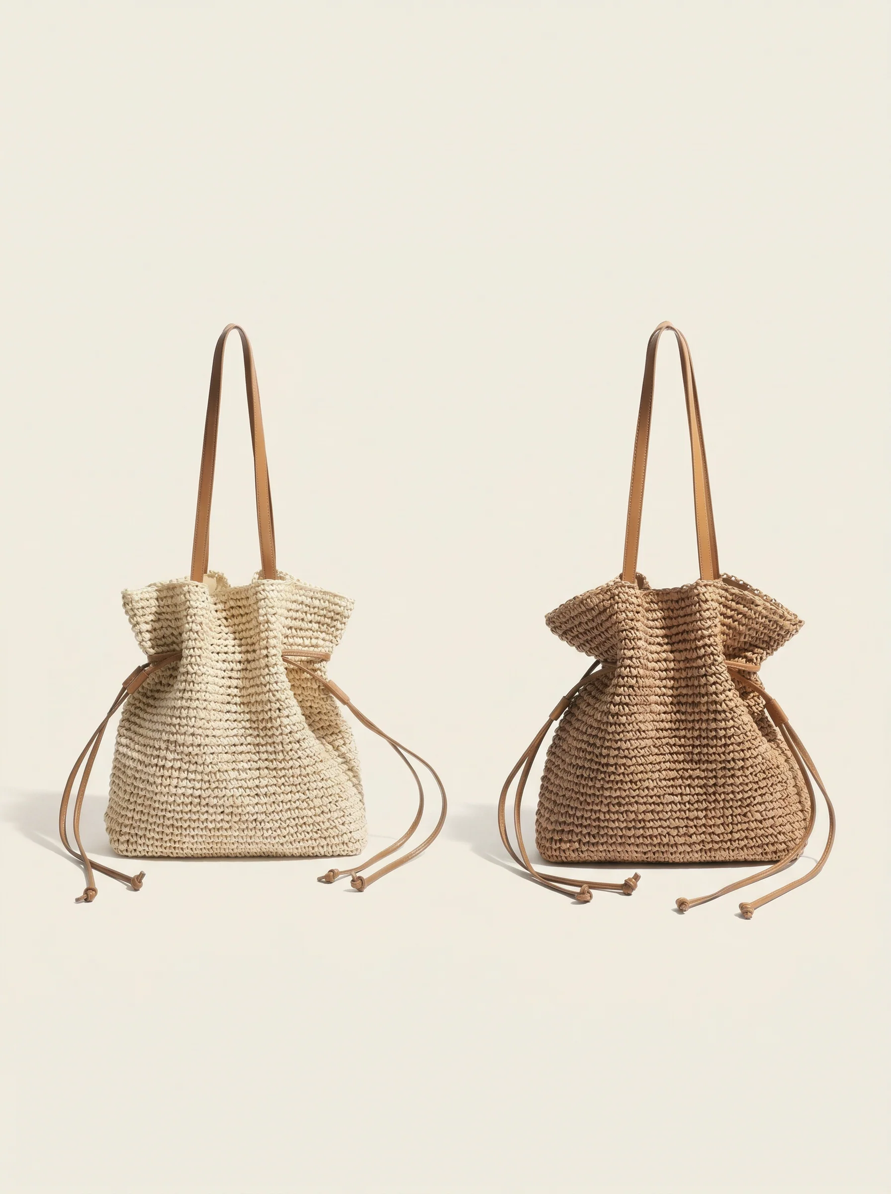 Artisanal Hand-Crocheted Straw Bucket Bag - Image 5