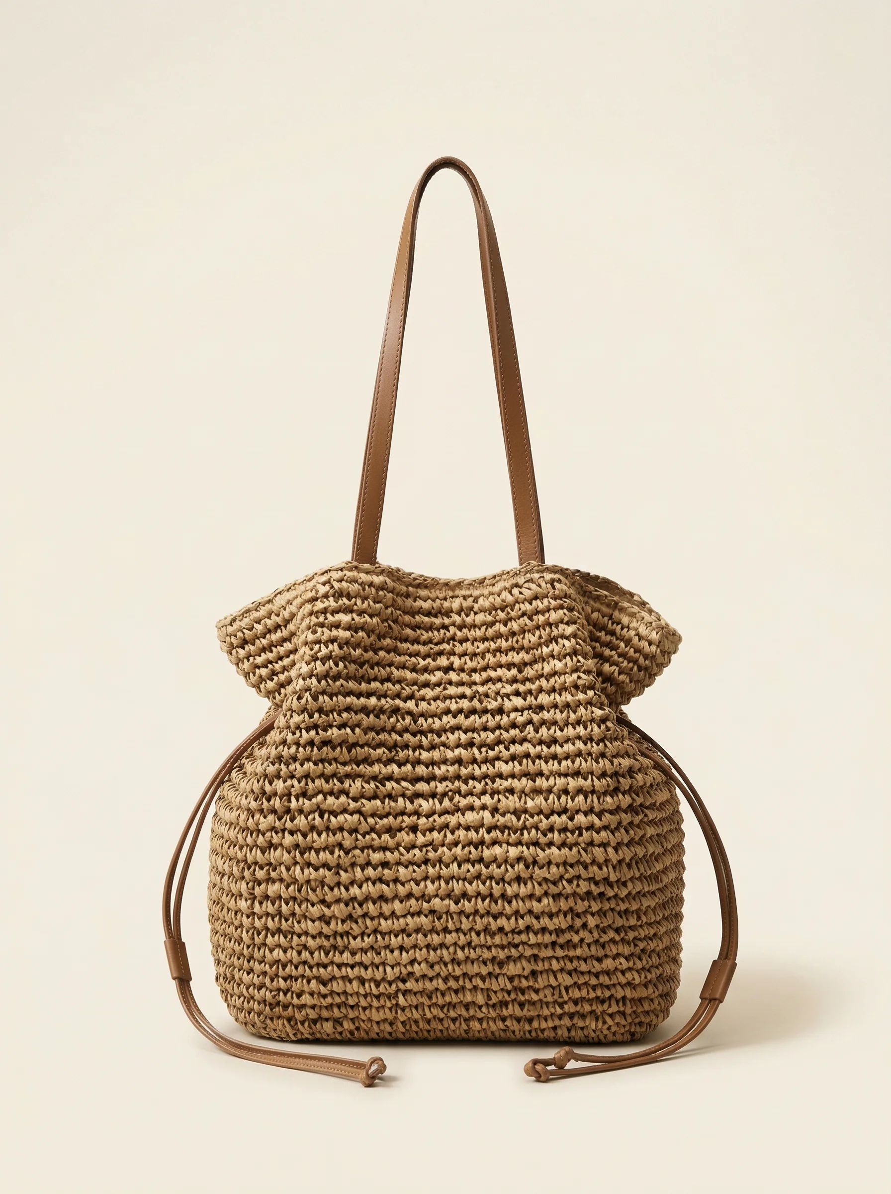 Artisanal Hand-Crocheted Straw Bucket Bag - Image 6