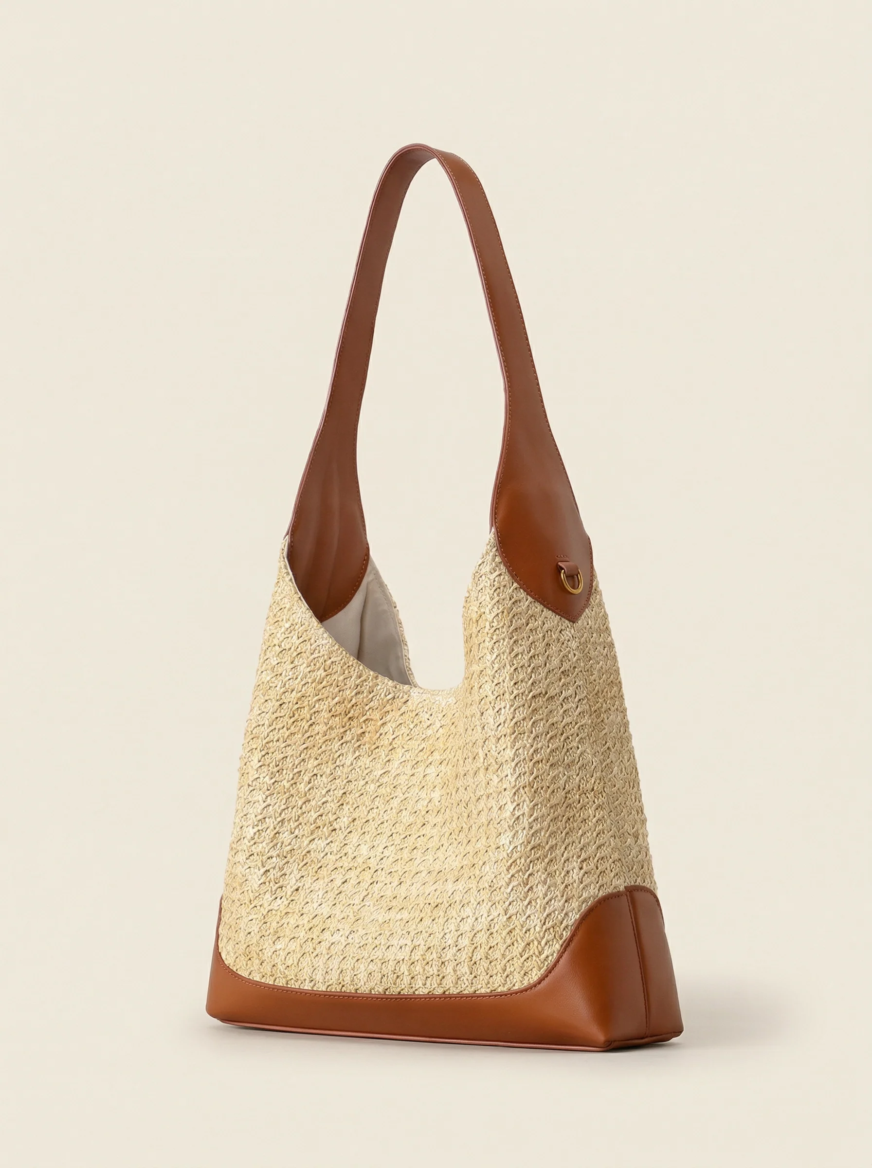 Artisanal Handwoven Colorblock Bucket Bag for Effortless Coastal Style