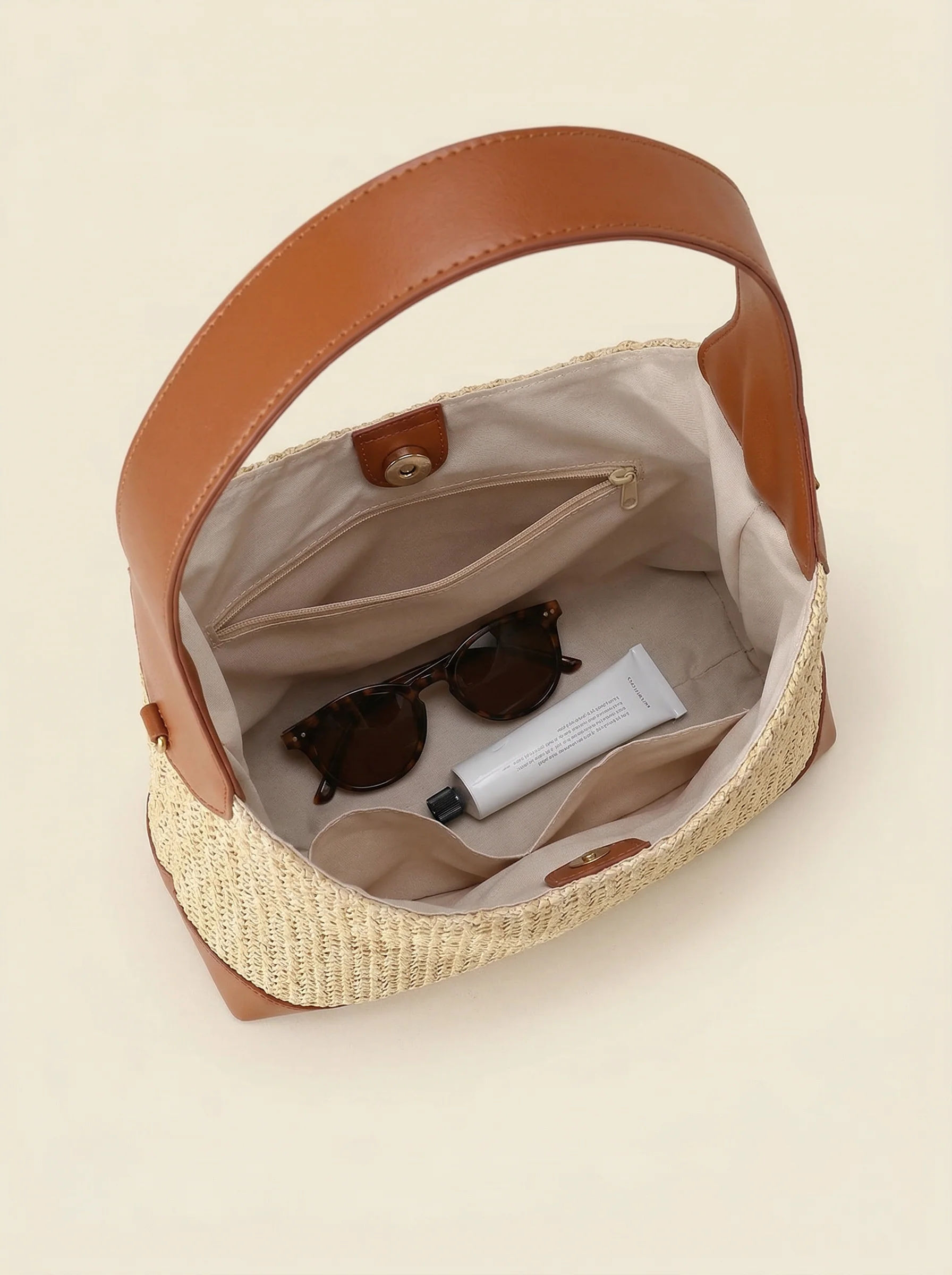 Artisanal Handwoven Colorblock Bucket Bag for Effortless Coastal Style - Image 5