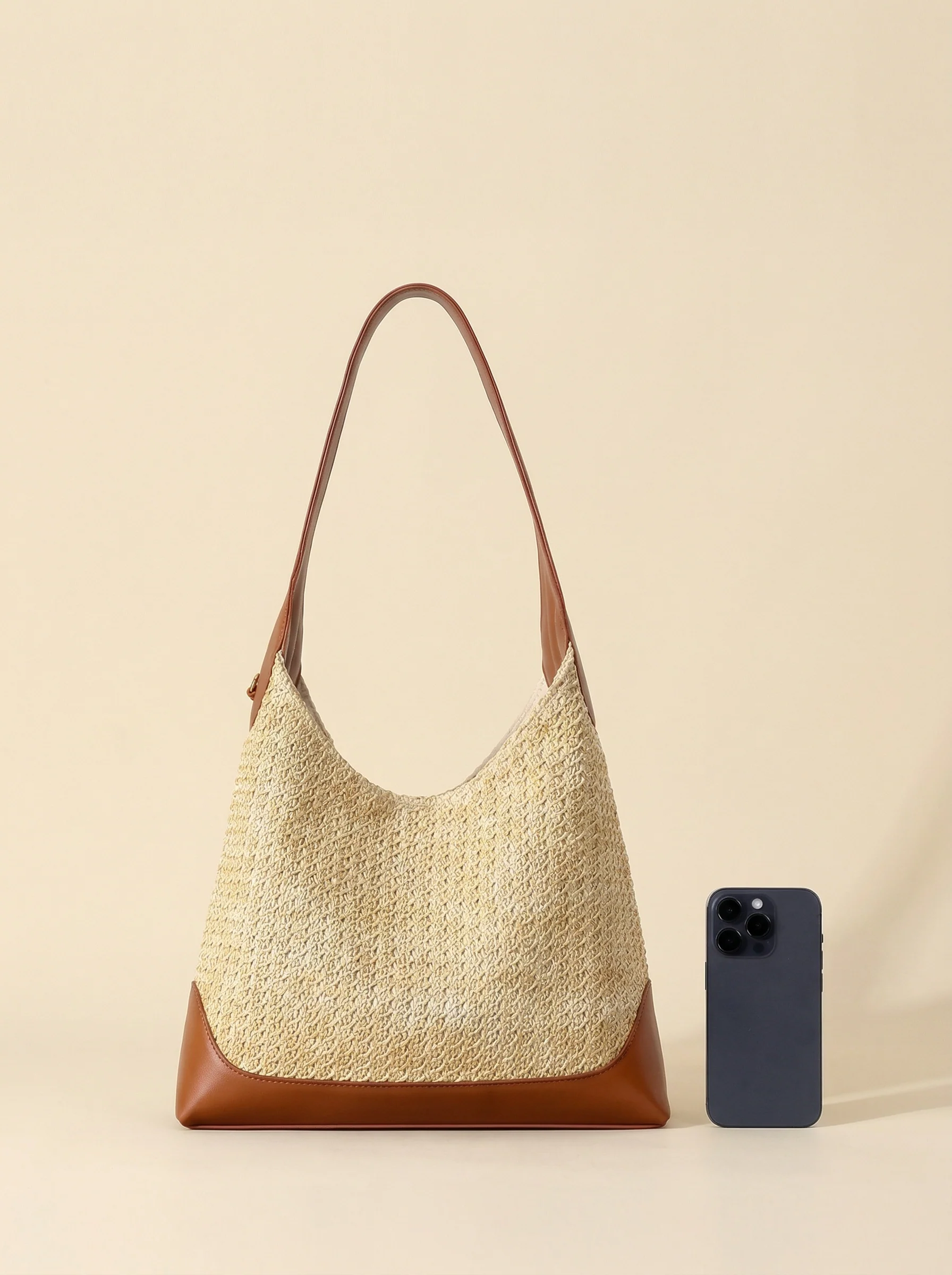 Artisanal Handwoven Colorblock Bucket Bag for Effortless Coastal Style - Image 7