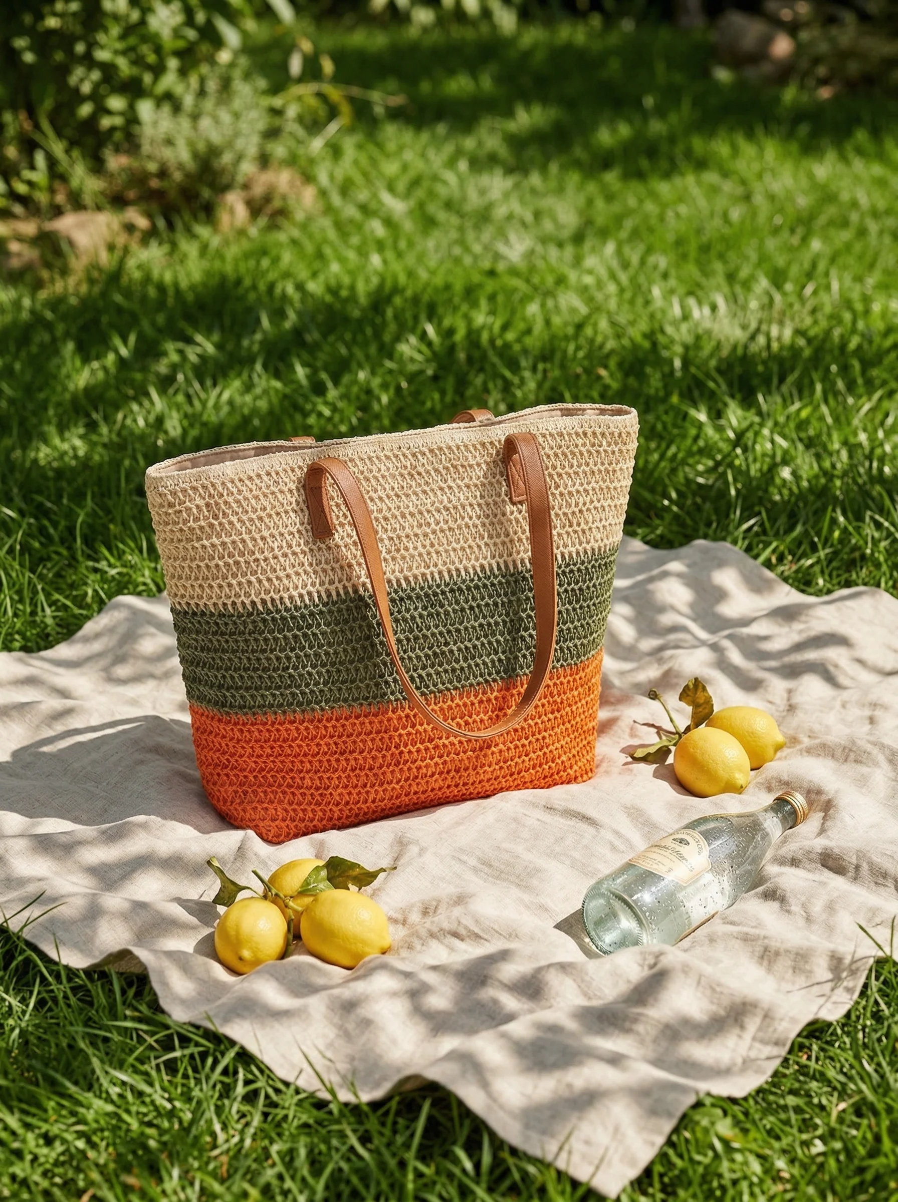 Artisanal Handwoven Stripes Large Tote for Summer Vacation - Image 13